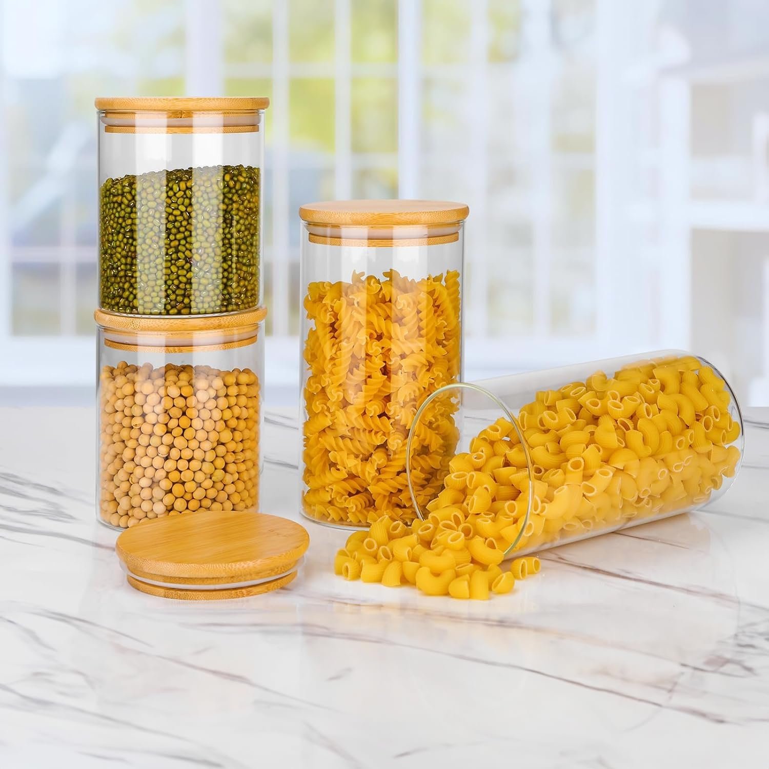 Neo Set of 4 Clear High Borosilicate Glass Storage Jars