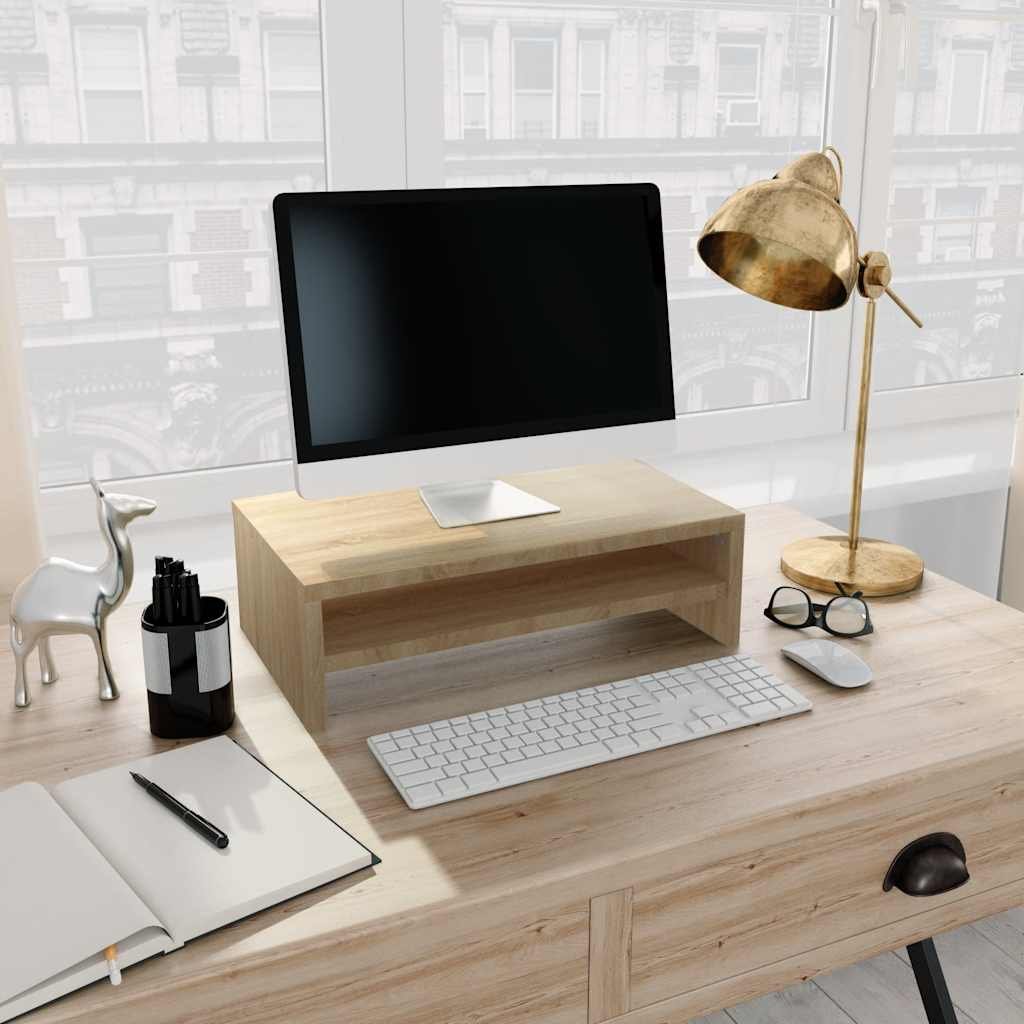 Walplus Engineered Wood Monitor Stand - Light Oak - 42 x 24 x 13 cm