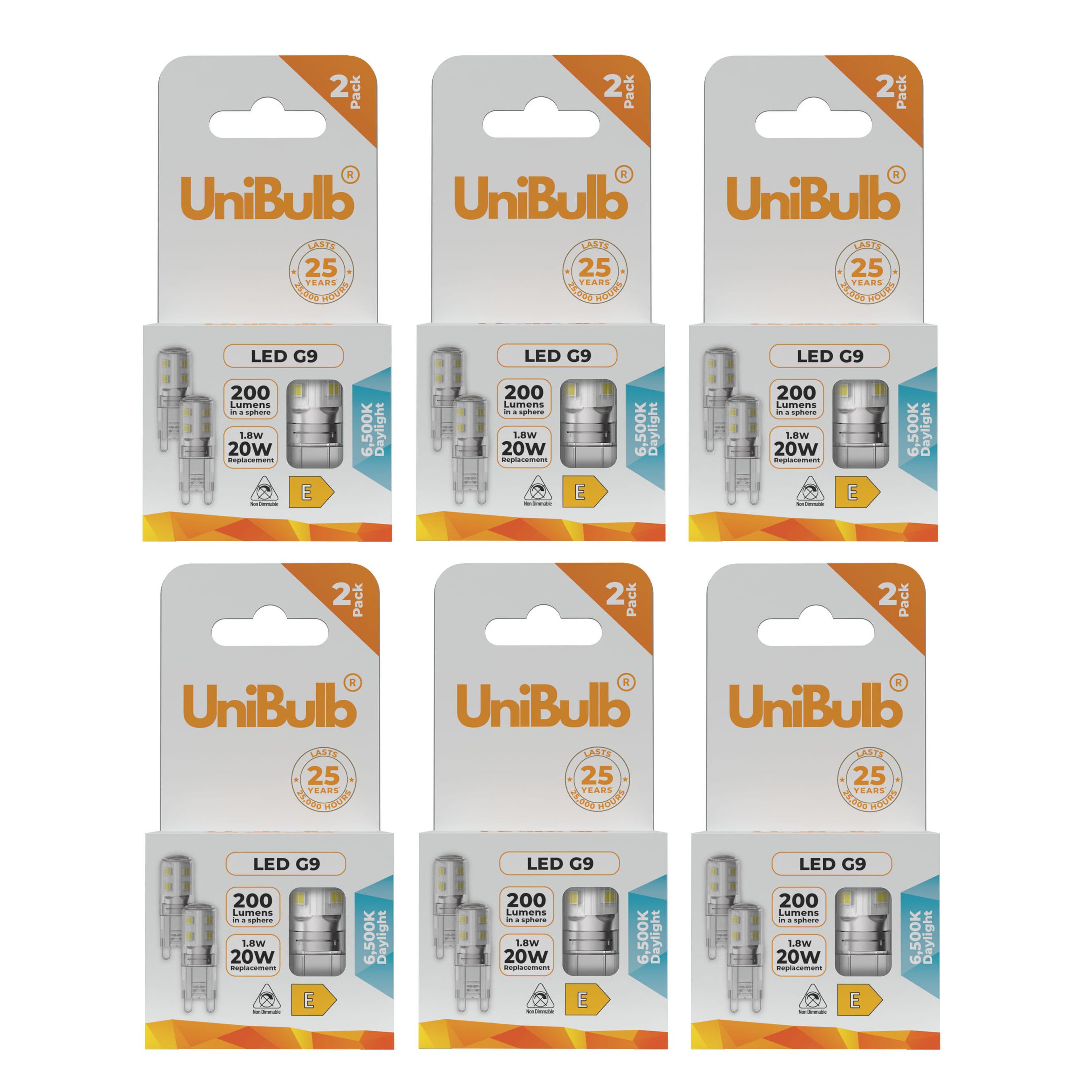 UniBulb 1.8W LED Daylight Capsule G9 Light Bulb - Pack of 12