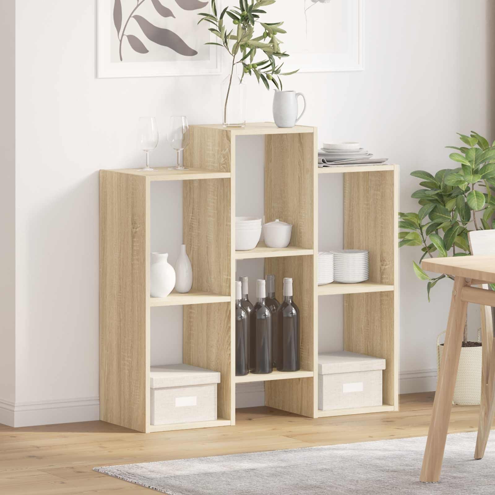 Walplus 3 Shelf Sideboard - Sonoma Oak - 90 x 30 x 90 cm