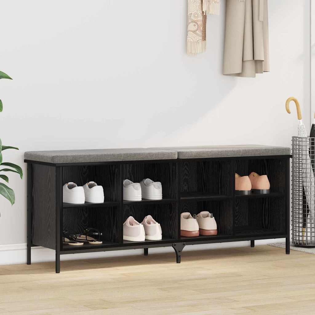 Walplus Engineered Wood Shoe Cabinet - Black Oak - 131 x 35 x 50 cm