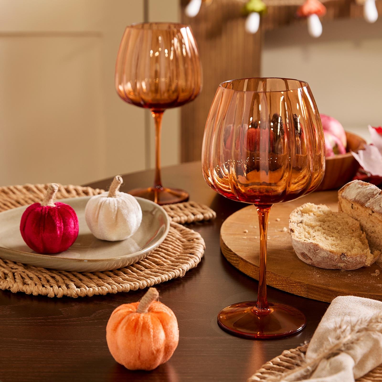 OHS 2 Pack Scalloped Autumn Plastic Wine Glasses - Rust