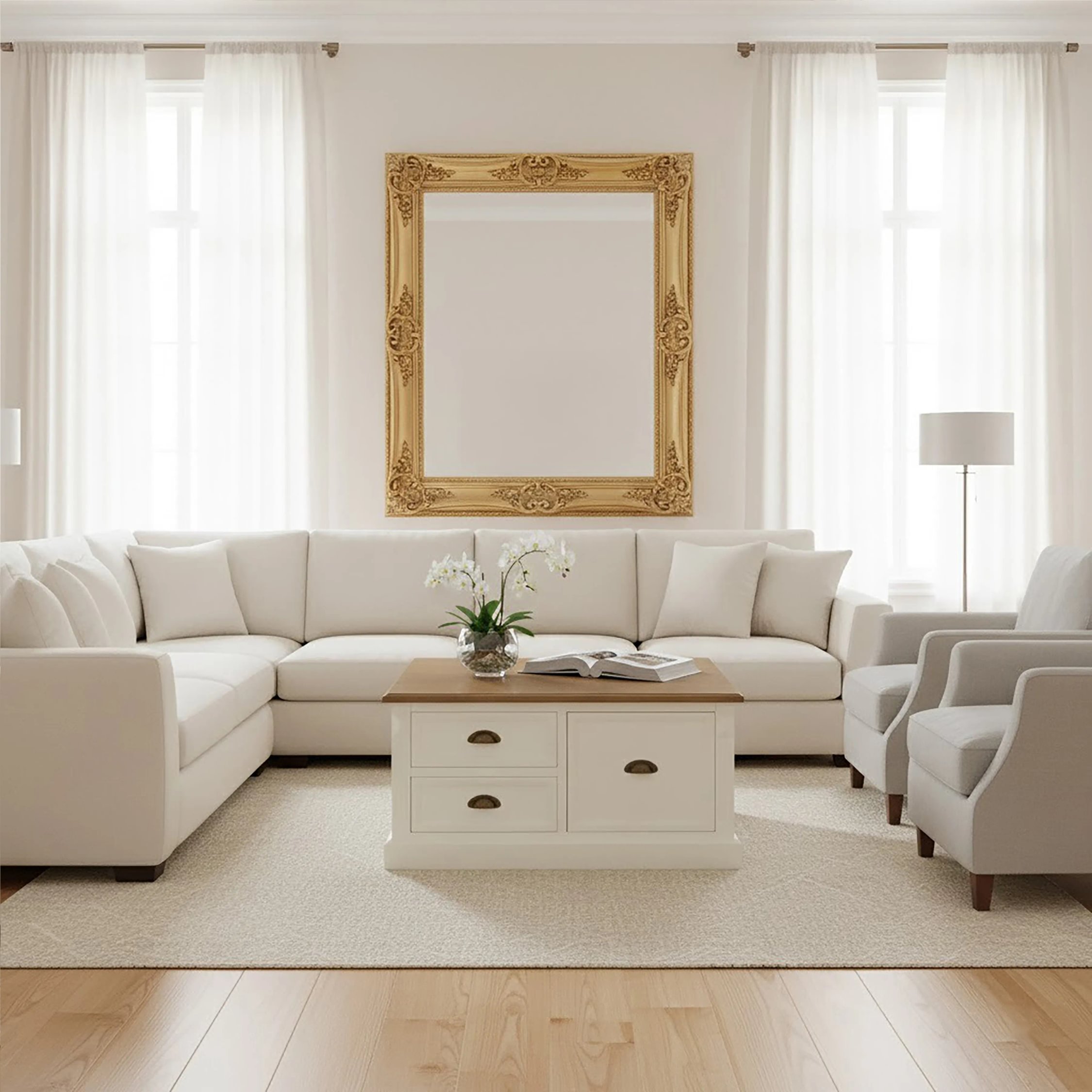 Orsina Hardwick Real Wood Veneer Coffee Table - White