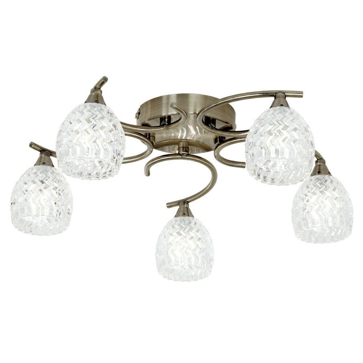 Loops Direct 41cm Diameter Steel Semi Flush Ceiling Light - Antique Brass