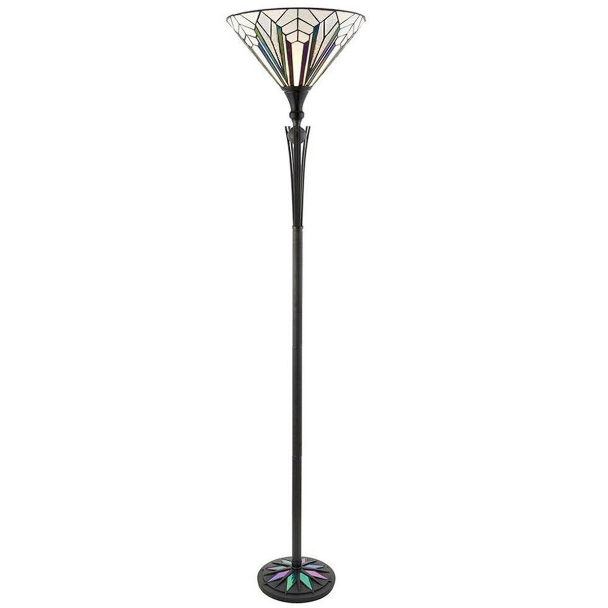 Loops Direct 40cm Diameter Glass and Polyester Resin Floor Lamp - Black