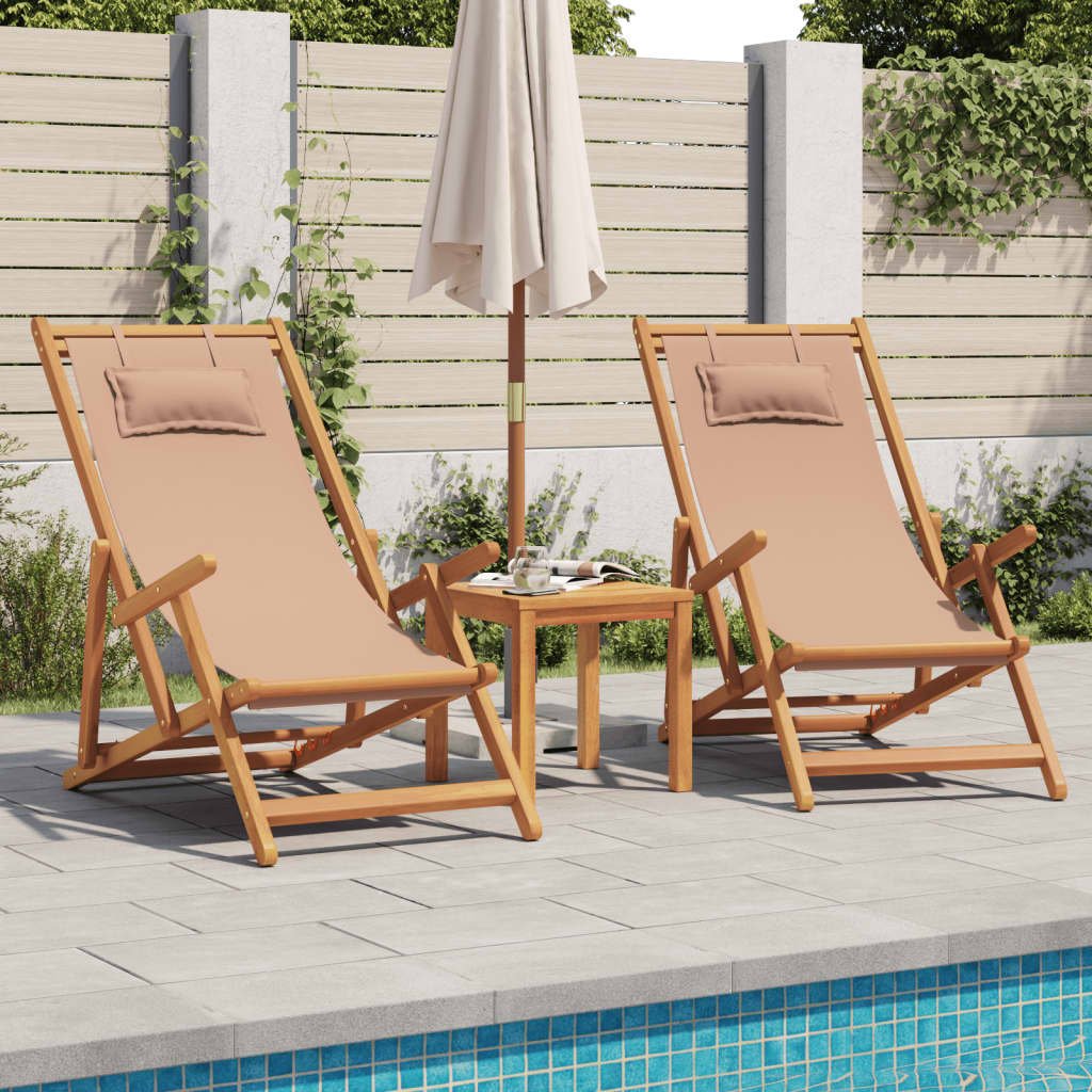 Walplus 2 Piece Fabric Folding Chairs - Taupe - 30 x 18 x 8 cm