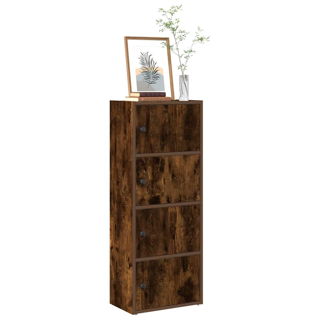 Walplus Engineered Wood Bookcase - Dark Oak - 40 x 24 x 102 cm (Smoked Oak)