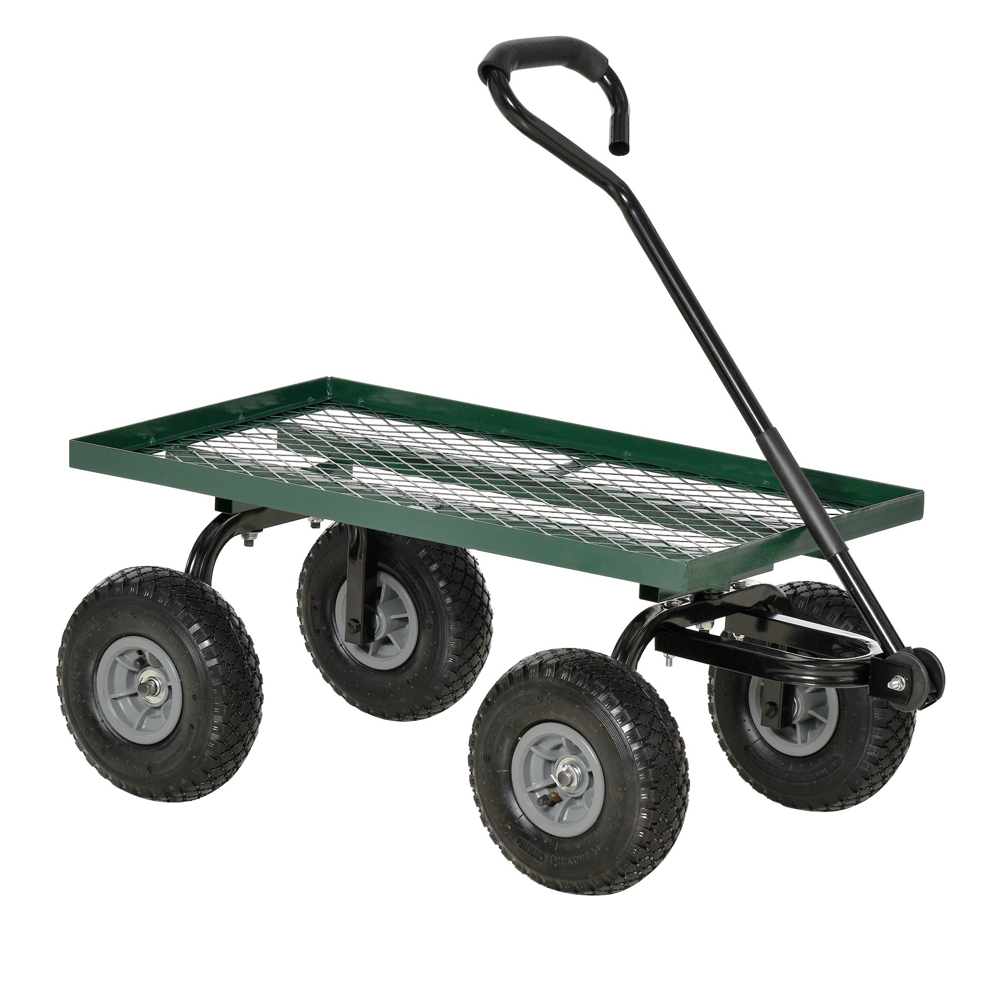 Outsunny Heavy Duty Garden Cart with Metal Framee - Green