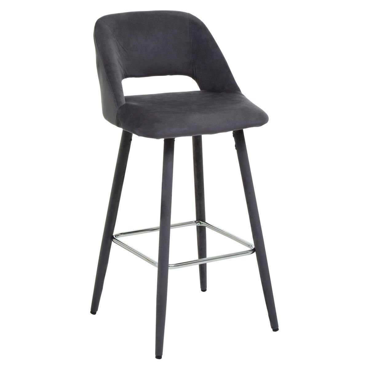 Orsina Warren Velvet Bar Chair – Grey & Silver