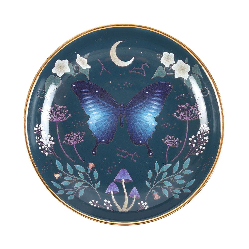 Something Different Midnight Moth Round Trinket Dish - Blue