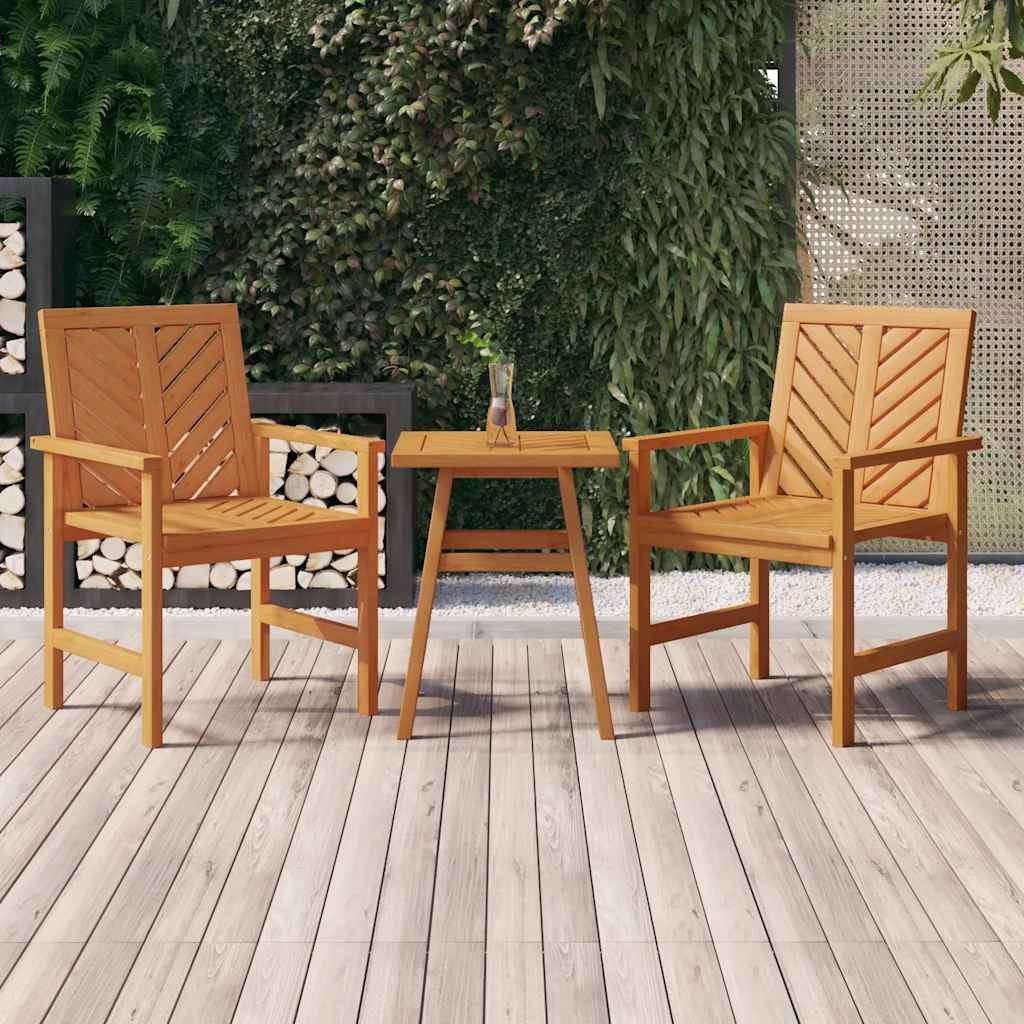 Walplus 2 Piece Wood Garden Dining Chairs - Brown - 62 x 59 x 88 cm