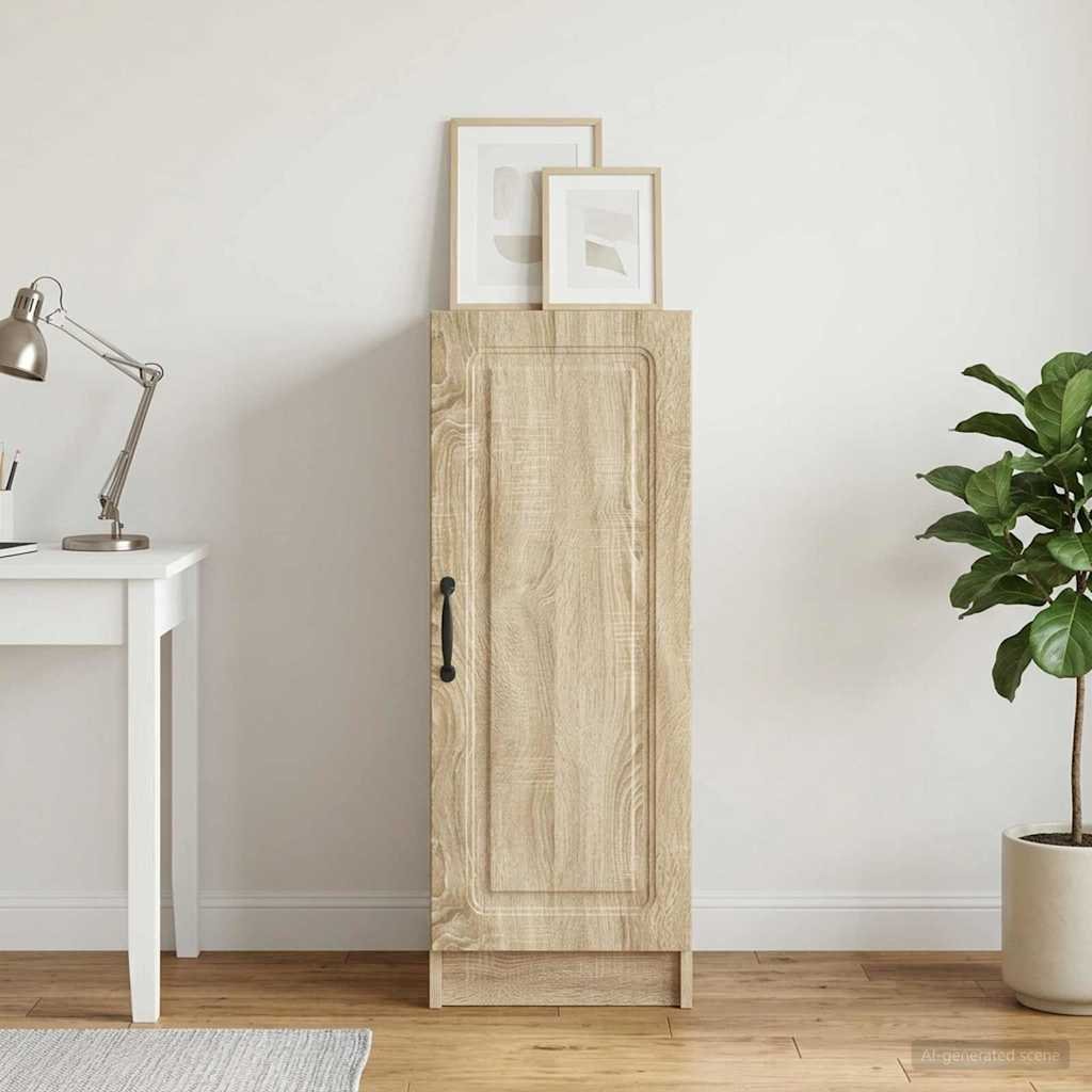 Walplus Engineered Wood Sliding Door Sideboard - Light Oak - 33 x 34.5 x 87 cm