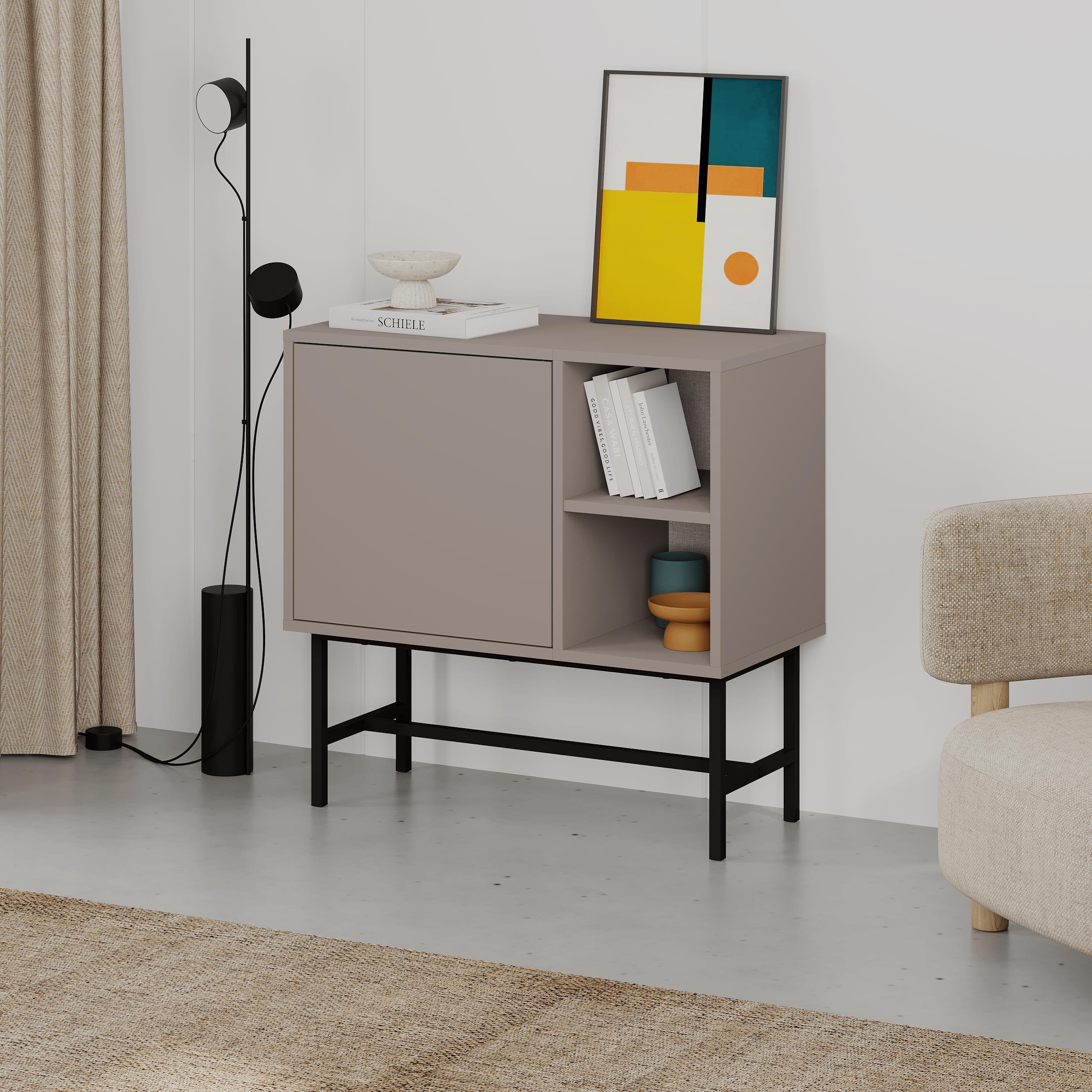 Decortie Mona Mini 4 Shelves Sideboard - Mocha Grey