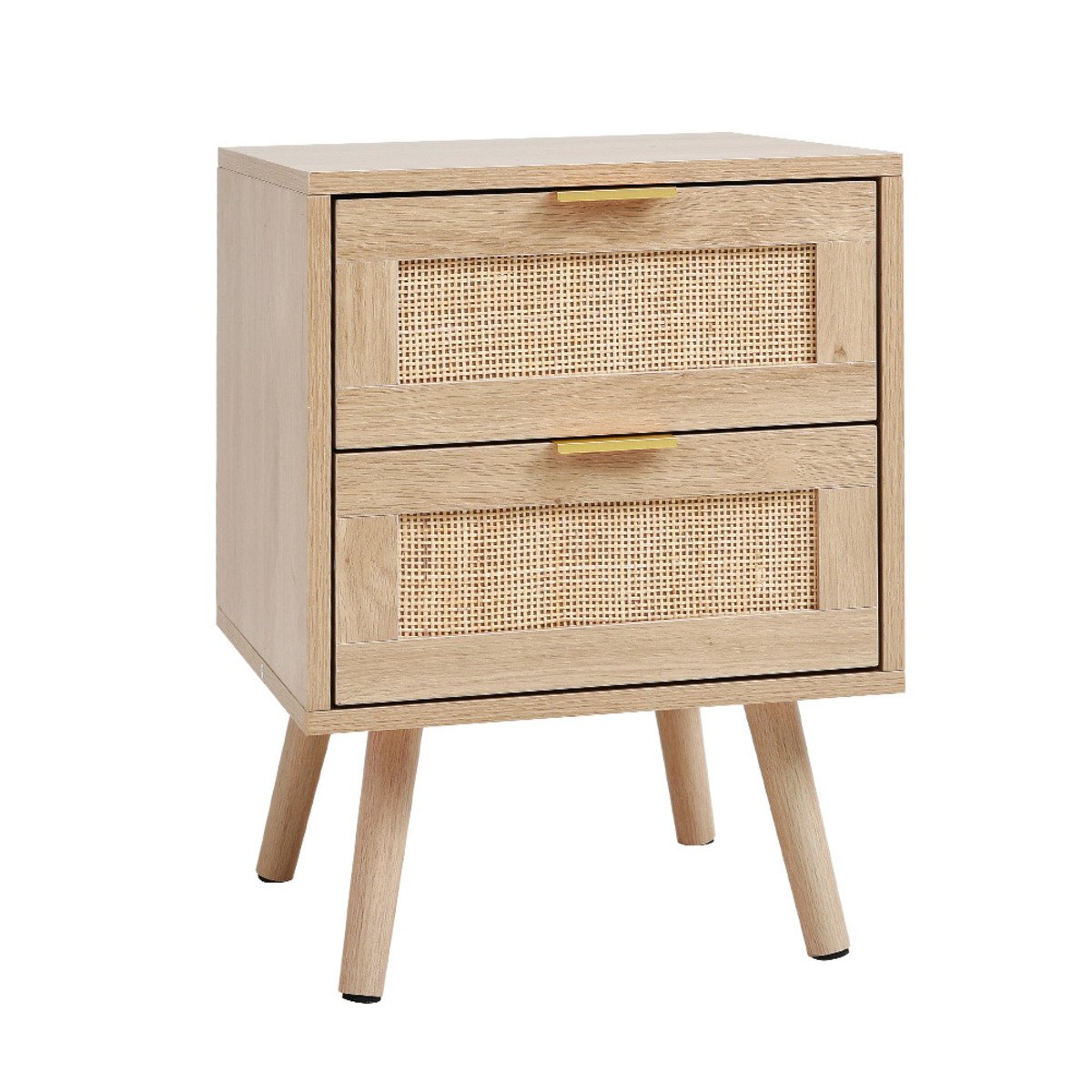 Living and Home 2 Pack Wood and Rattan Side Cabinet - Natural