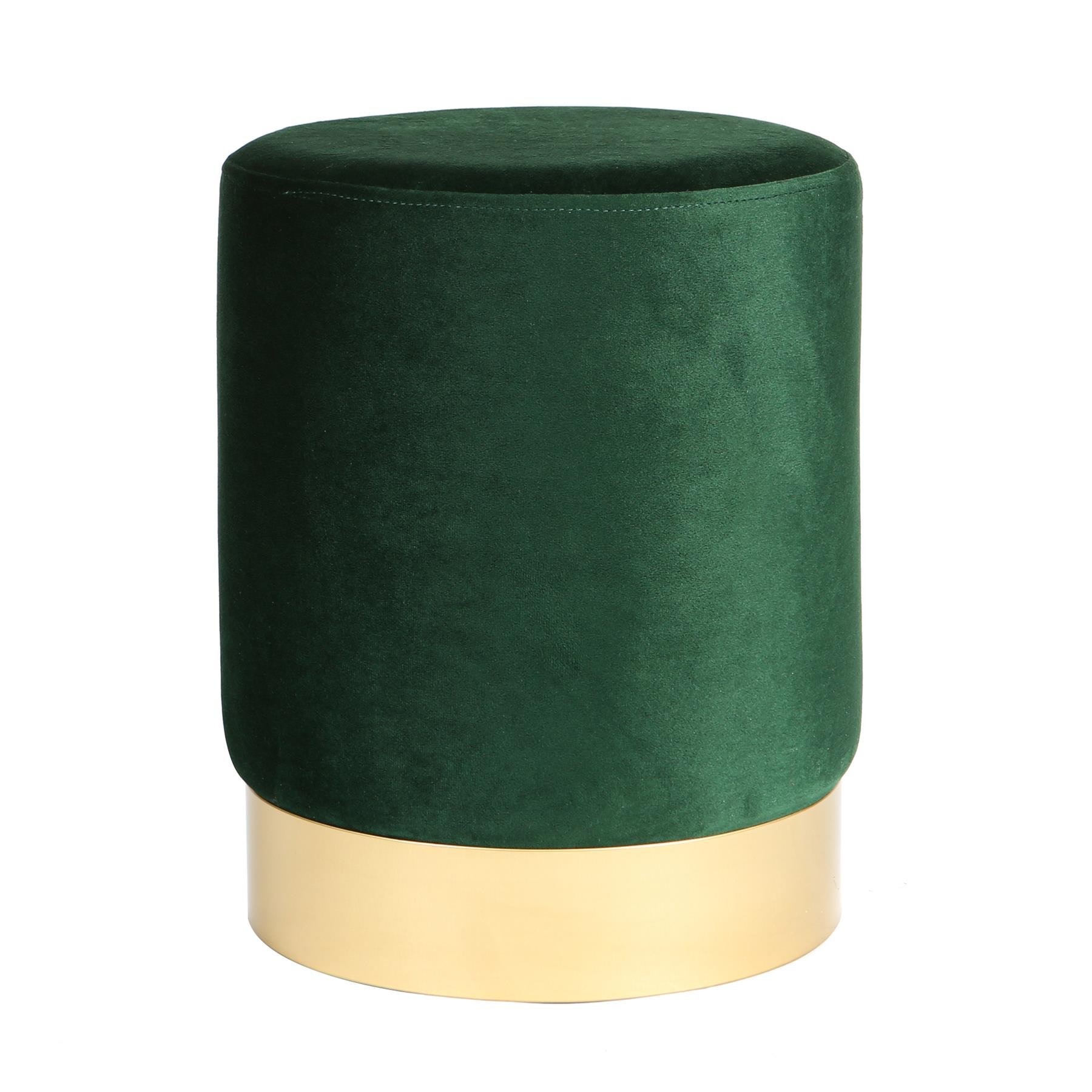 Harbour Housewares Round Velvet Pouffe - Green