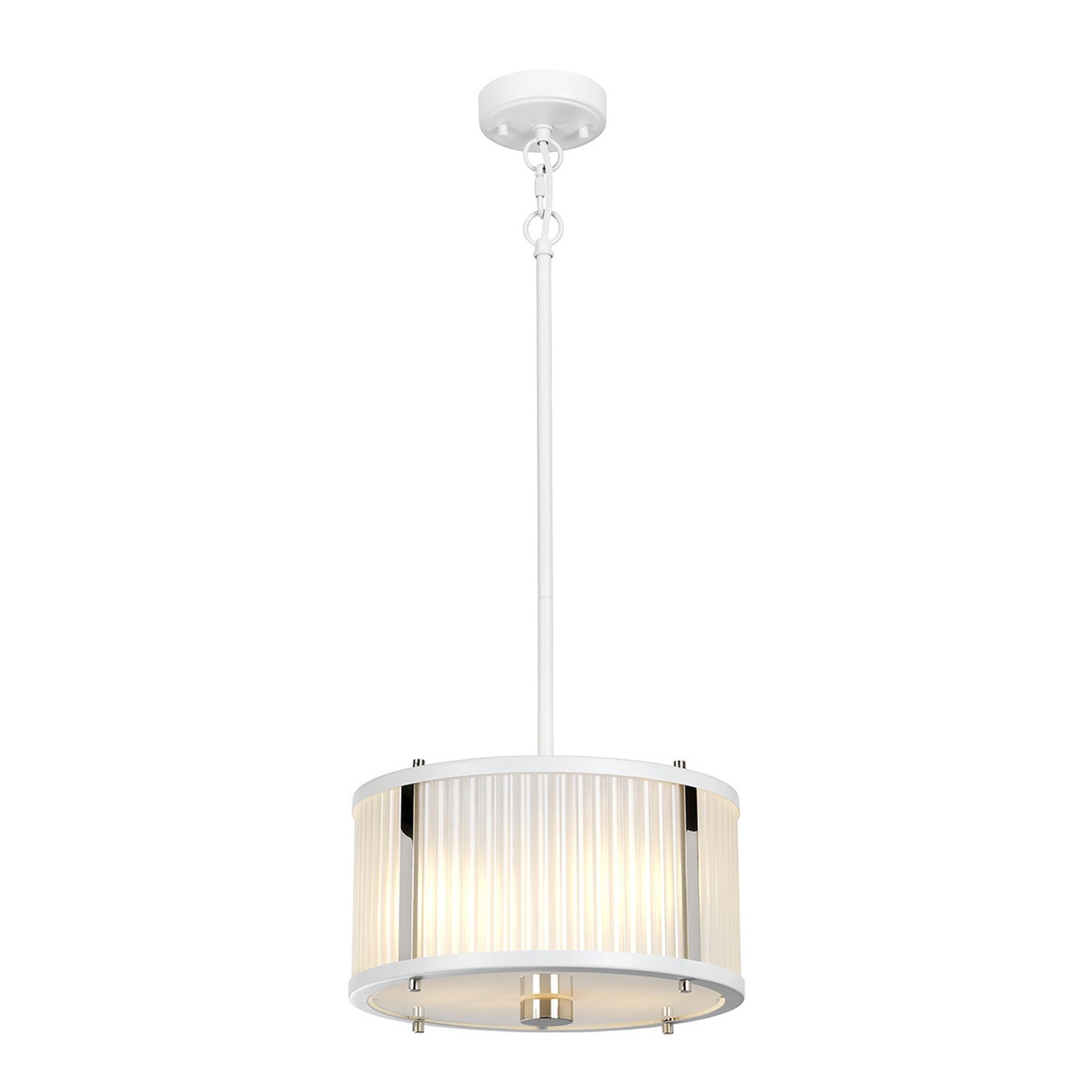 Elstead Corona 2 Arm Pendant Light - White Satin Painted