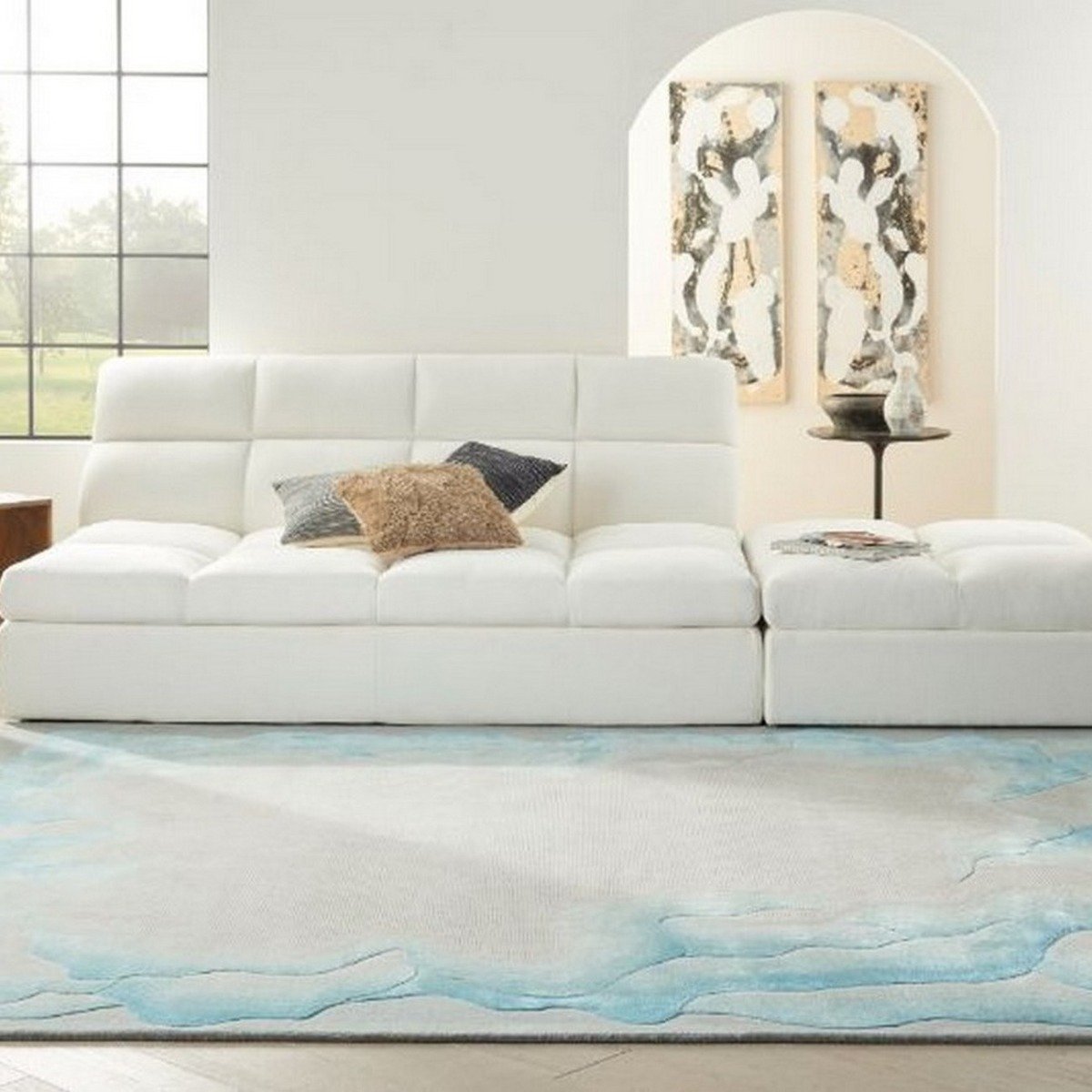 Mega Flooring Blue Modern Abstract Rug - 168 x 226cm