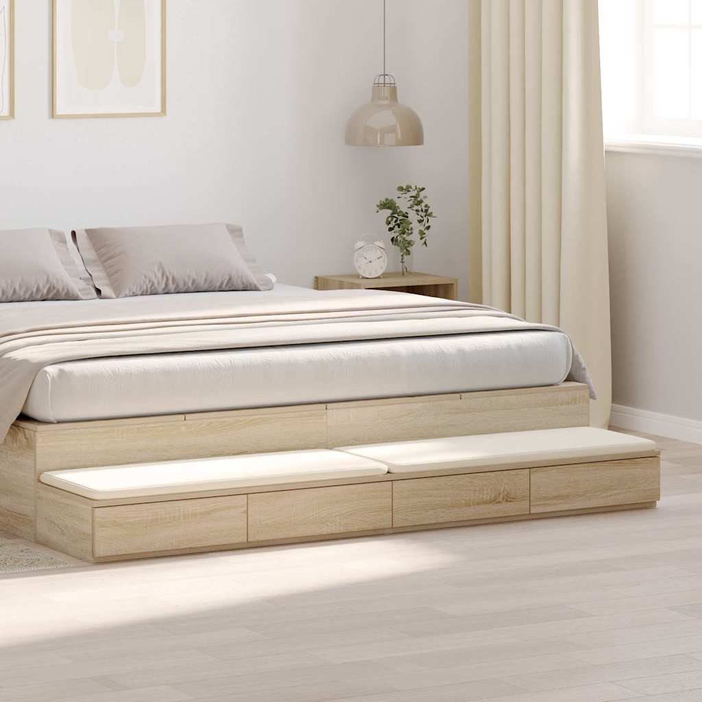 Walplus 4 Drawer Bed Drawer Unit - Light Oak - 200 x 36.5 x 16.5 cm
