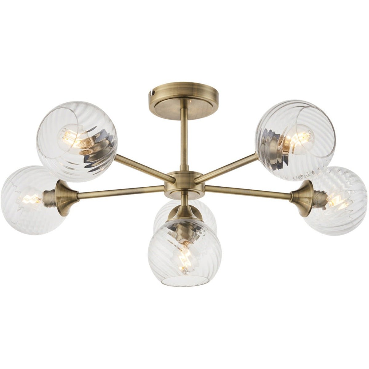 Loops Direct 64cm Diameter Steel Semi-Flush Ceiling Light - Antique Brass