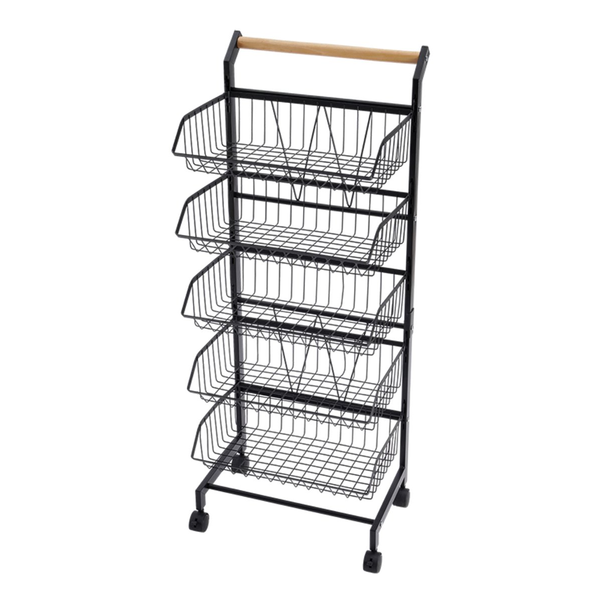 Living and Home 5-Tier Carbon Steel Kitchen Trolley - Black