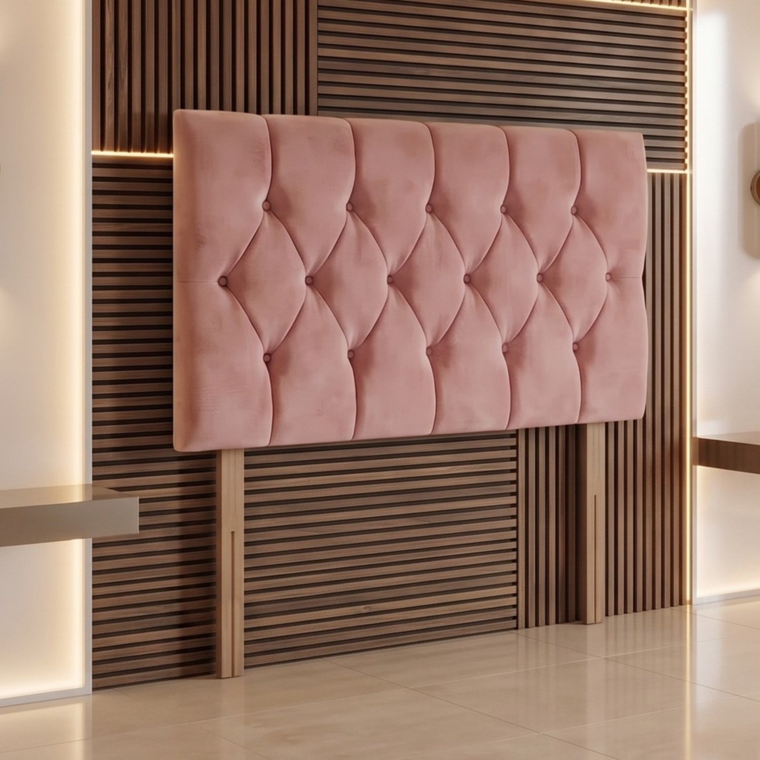 Somnior Chester Velvet King 30" Upholstered Headboard - Pink