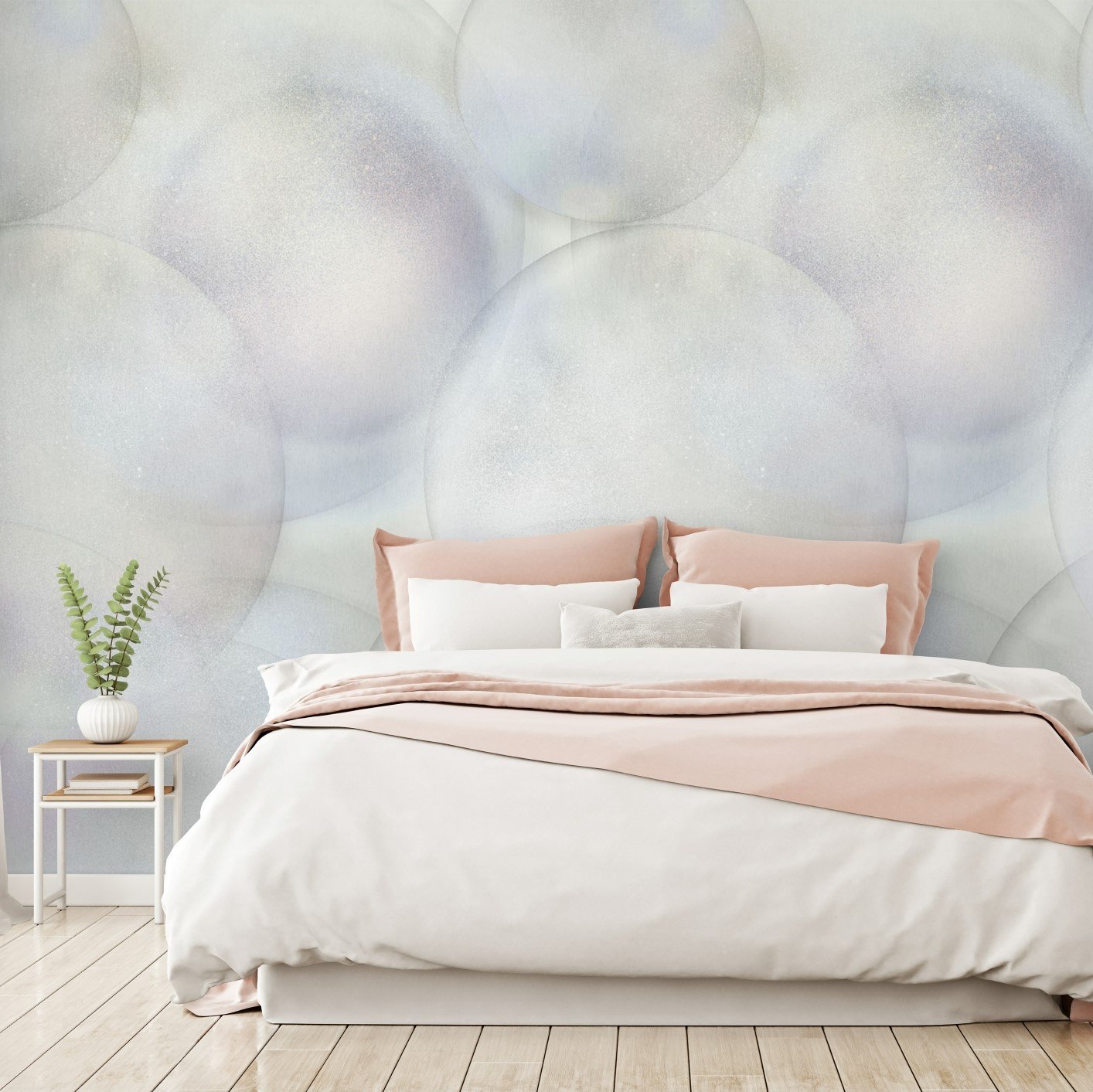 Grandeco Phantasia Bubbles 3 Lane Repeatable wallpaper Mural  - Blue