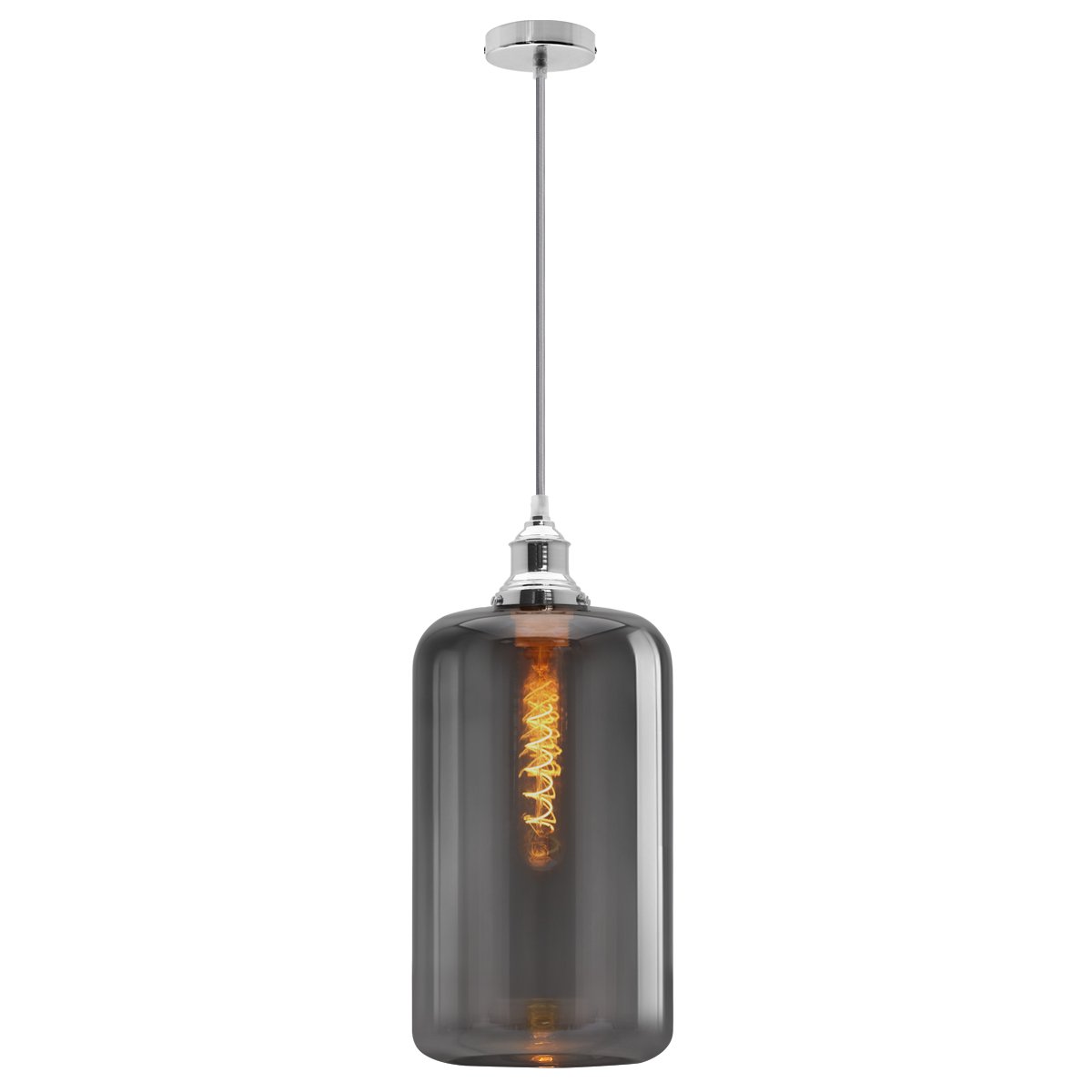 Energy Light Bulbs Hollow Smoked Grey Glass Ceiling Pendant Light - Grey