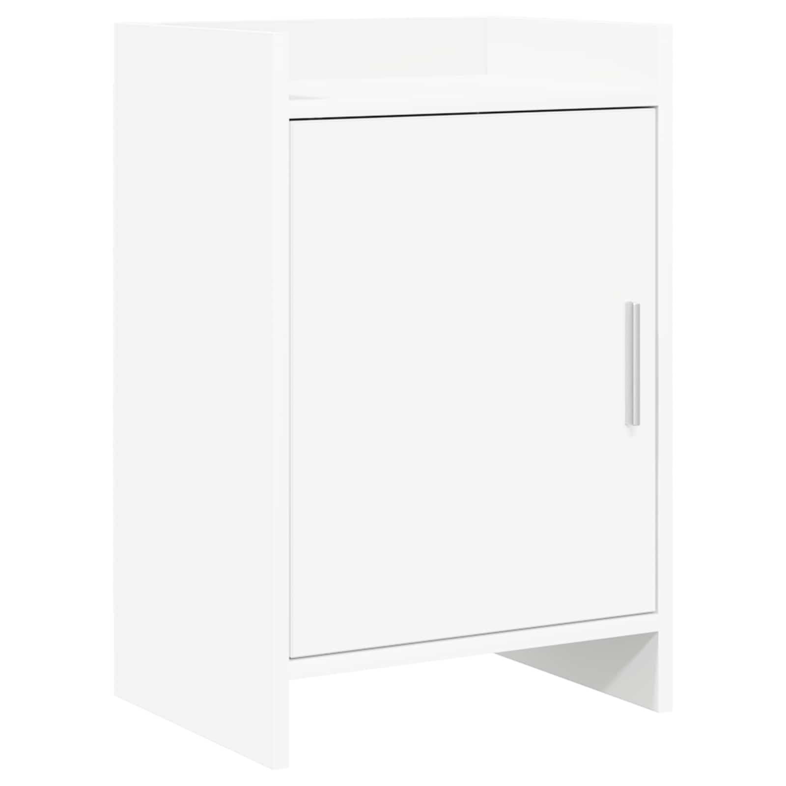 Walplus 1 Door Engineered Wood Bedside Table - White - 40 x 30 x 60 cm