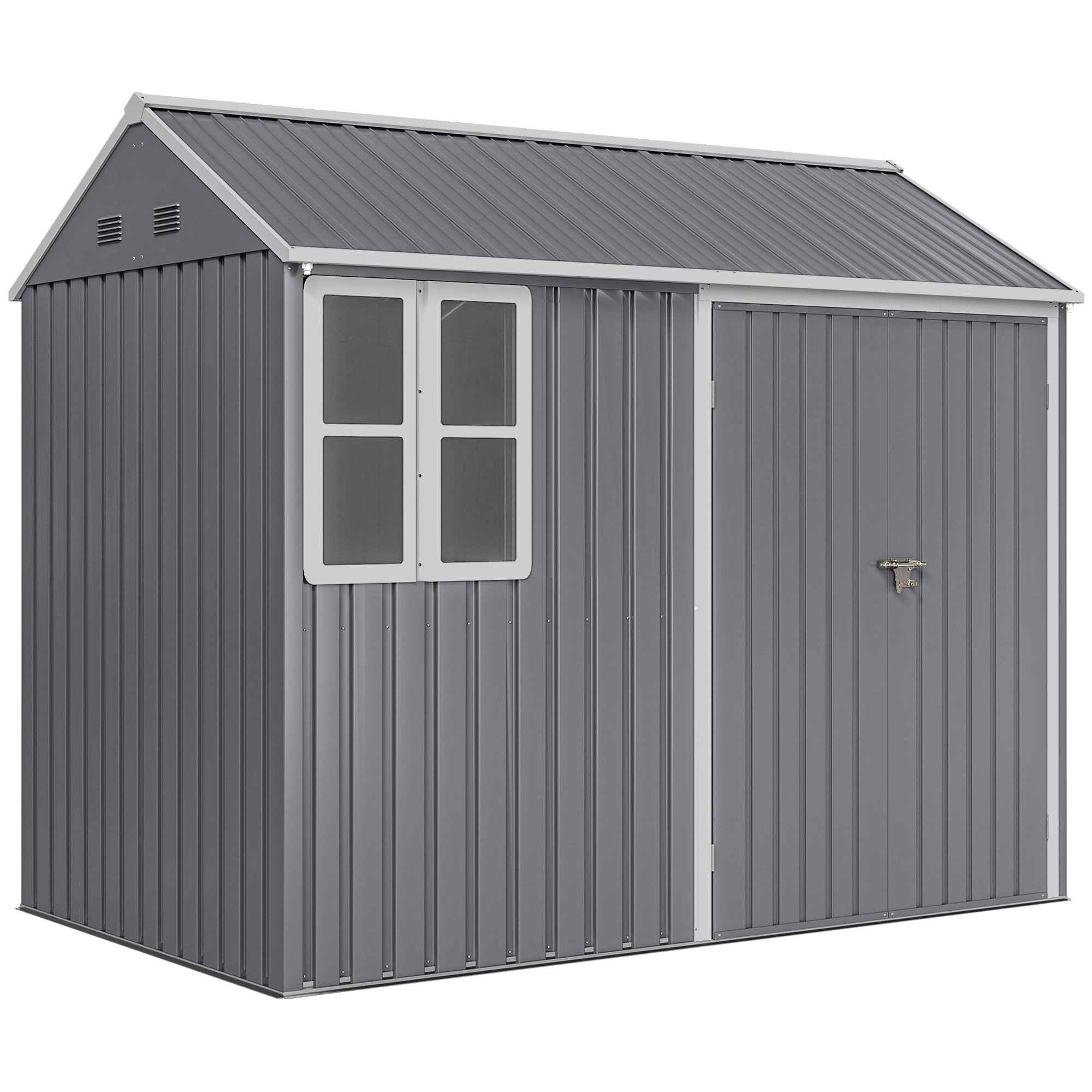 Outsunny Metal Garden Shed with Double Doors and Vents - Grey