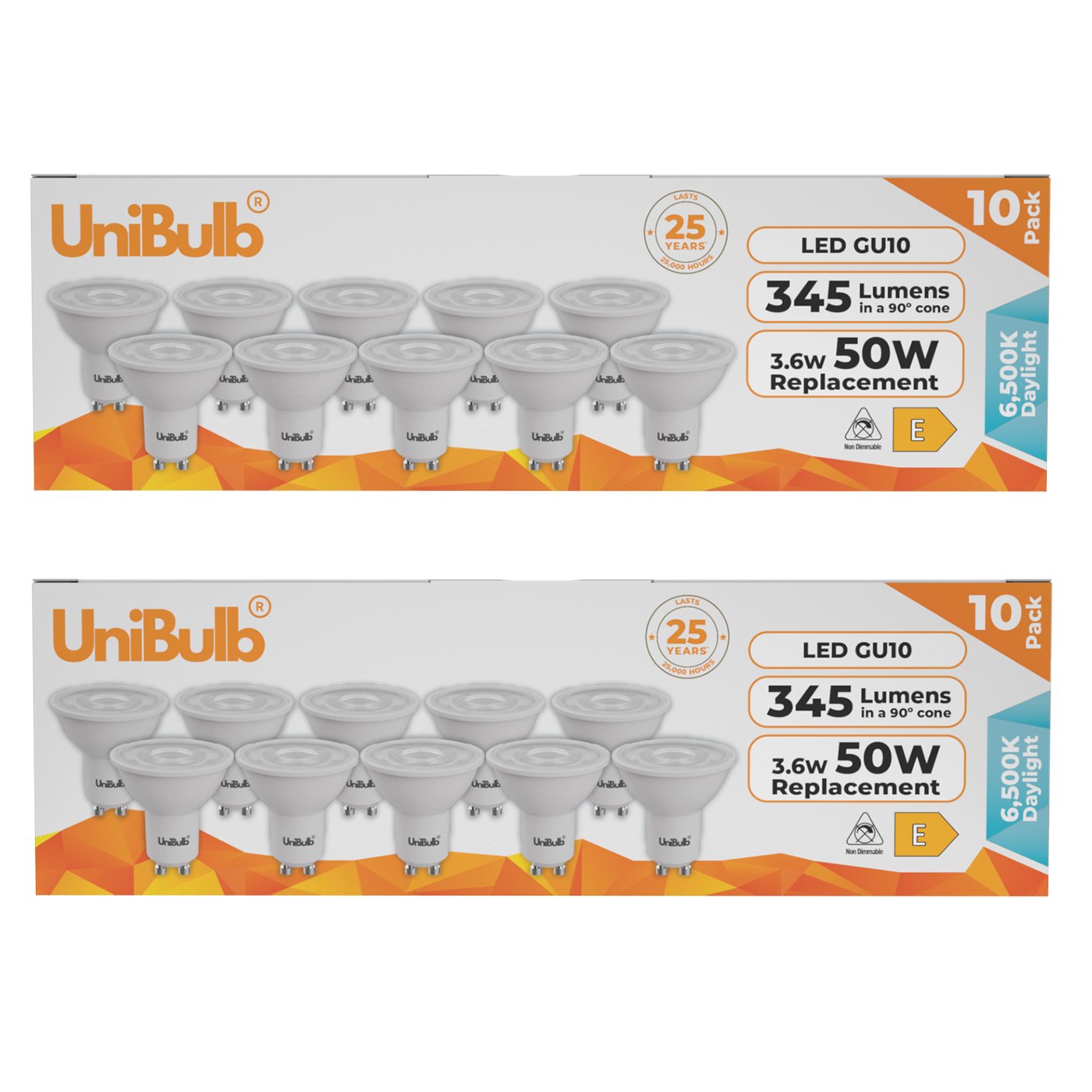 UniBulb 3.6W LED Daylight Spotlight GU10 Light Bulb - Pack of 20