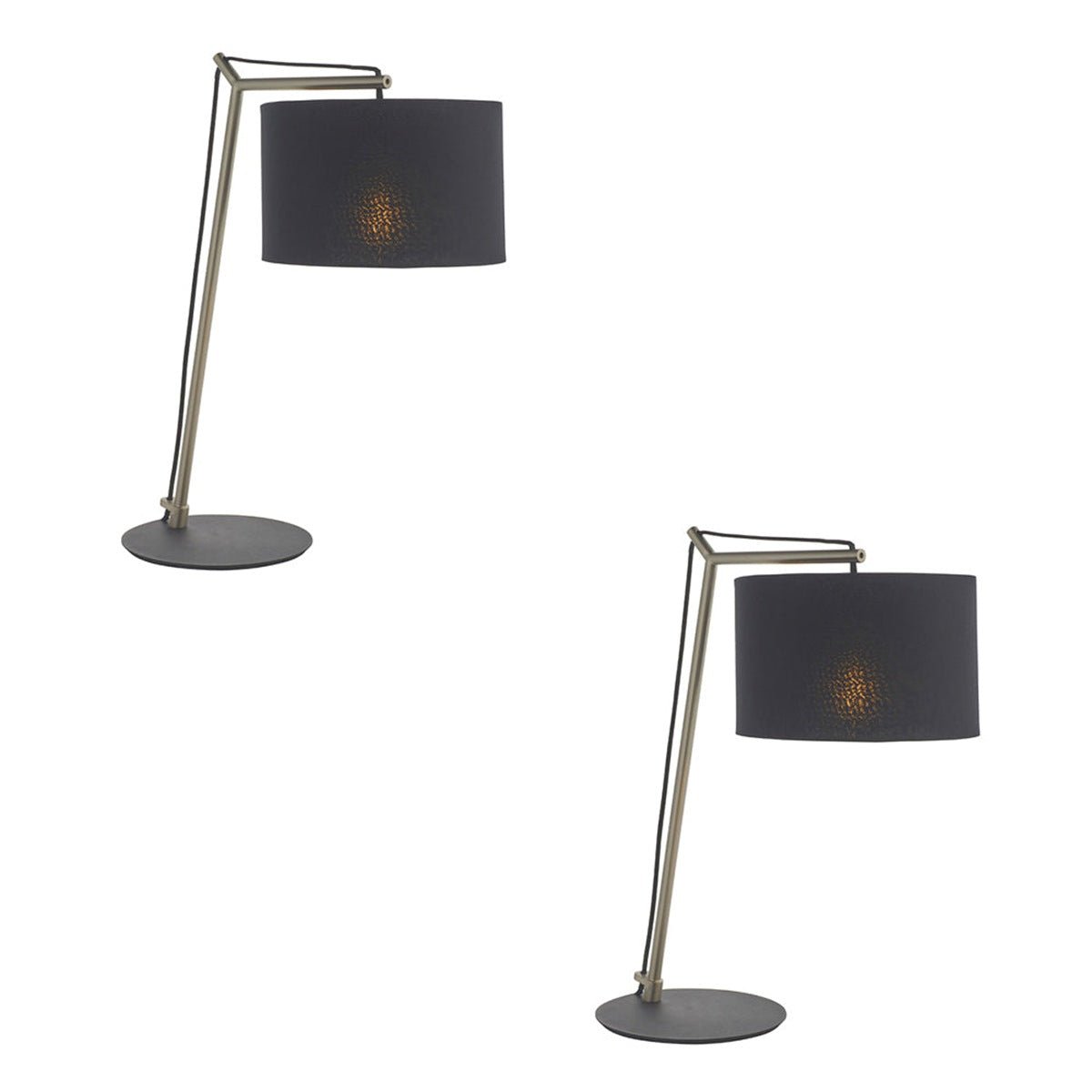 Loops Direct Pack of 2 Steel and Cotton Table Lamp - Nickel and Black