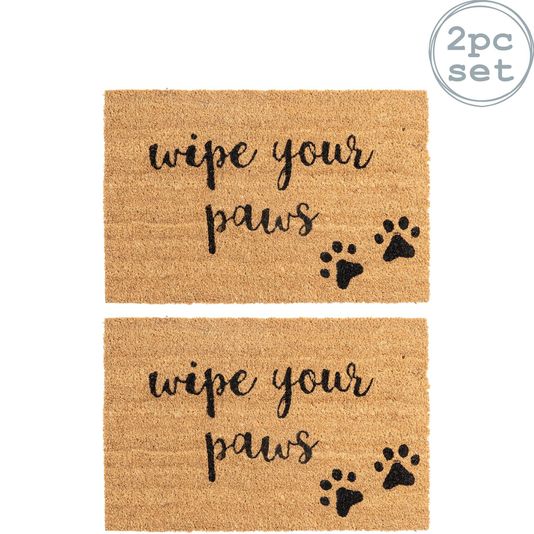 Nicola Spring Coir Door Mats - Paws - Pack of 2