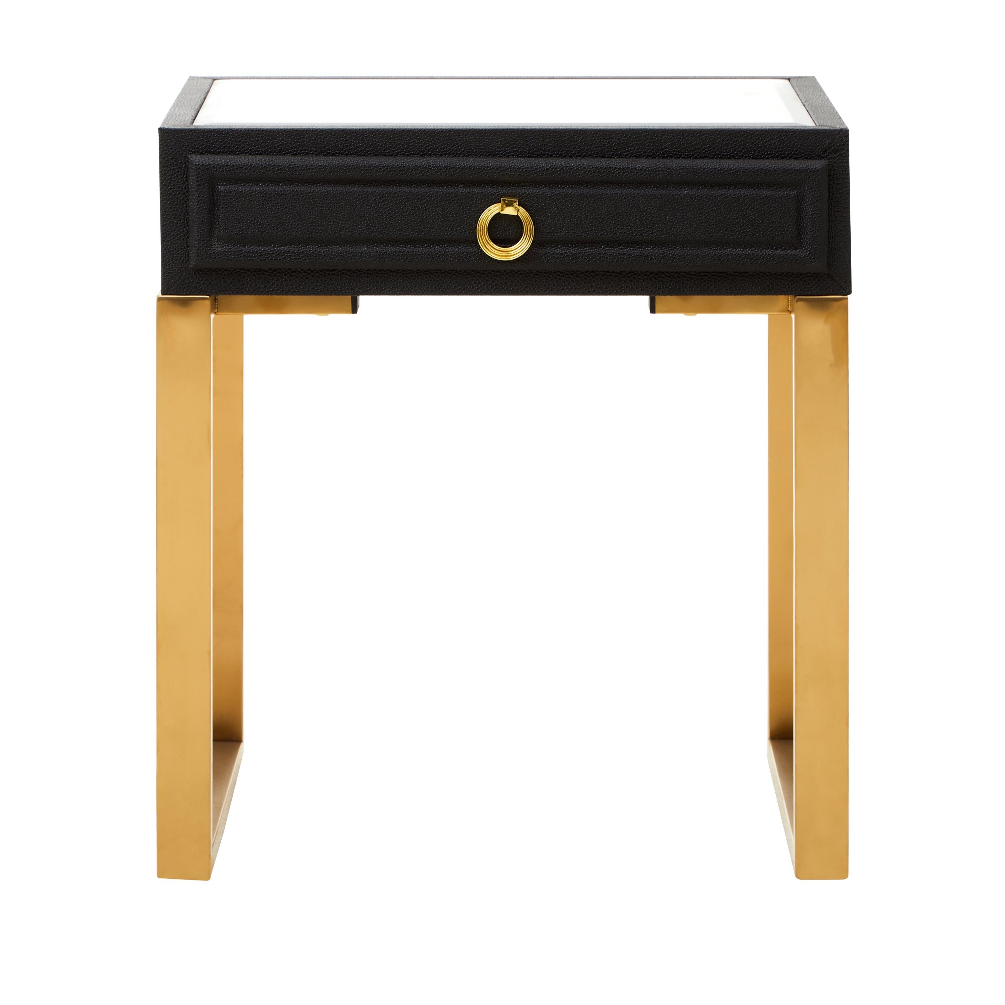 Orsina Shagreen Effect Faux Leather Side Table - Black