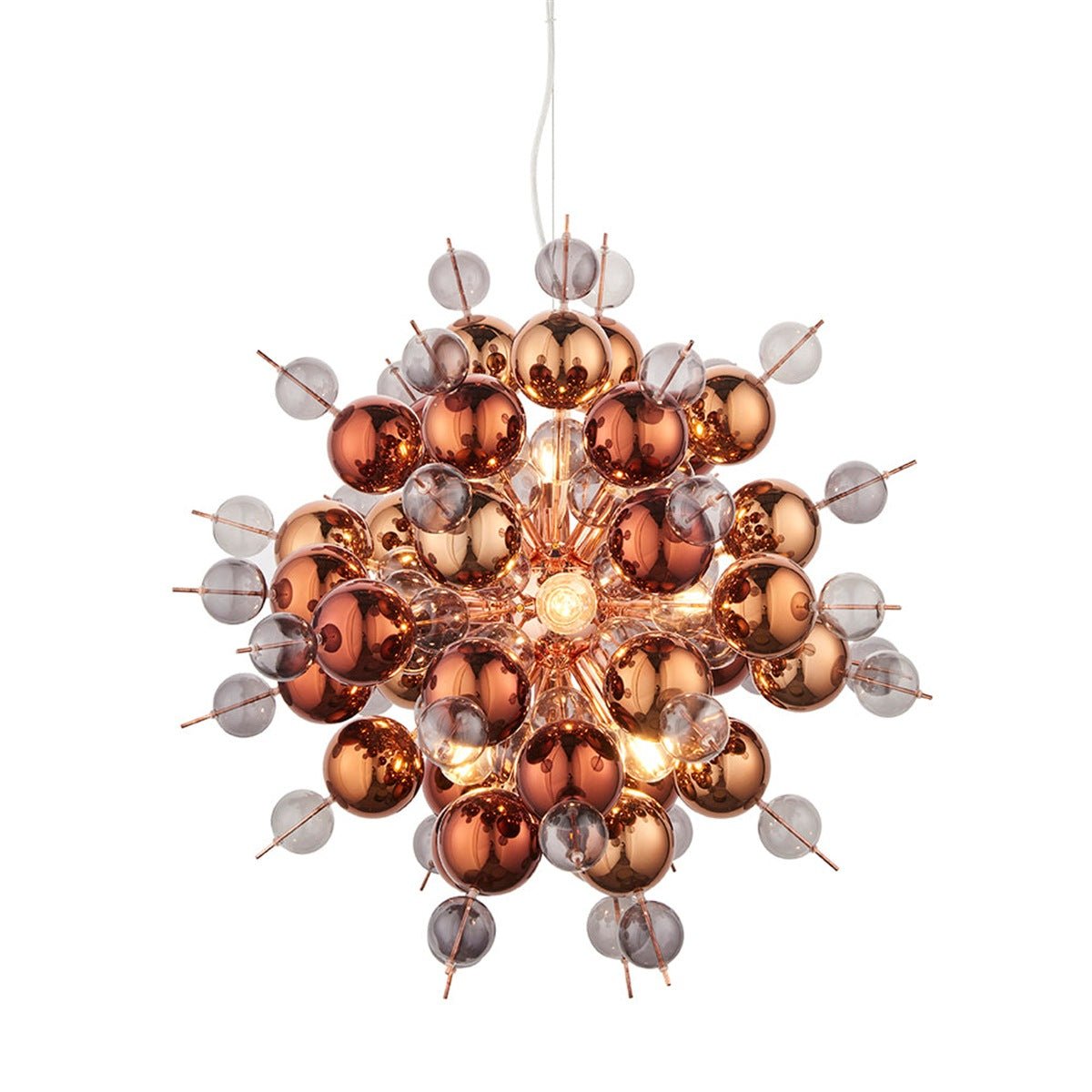 Loops Direct Steel and Glass Multi-Arm Pendant - Copper Plate With Tinted Glass