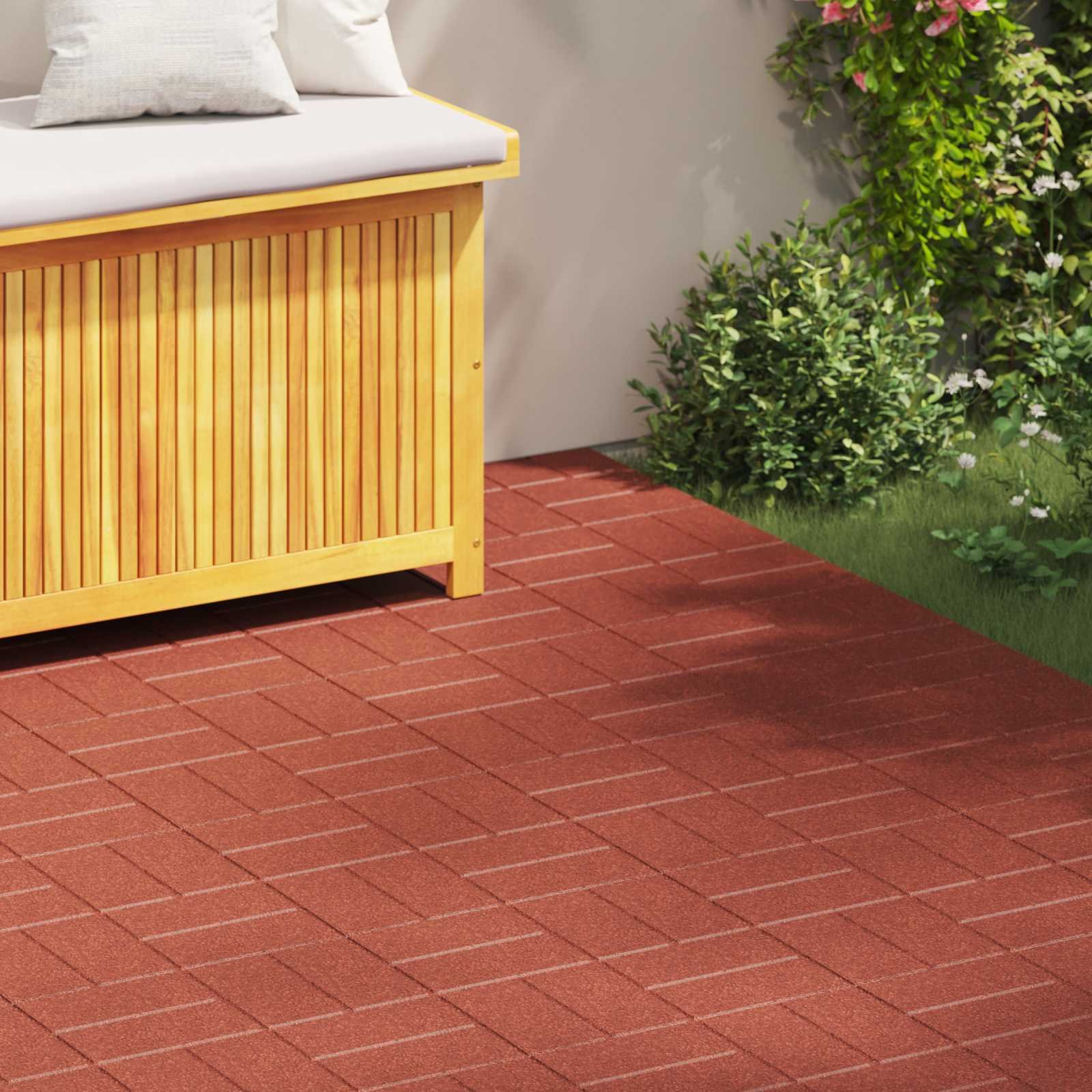 Walplus Pack of 6 Stepping Stone Rubber - Red - 40.5 x 40.5 x 2 cm