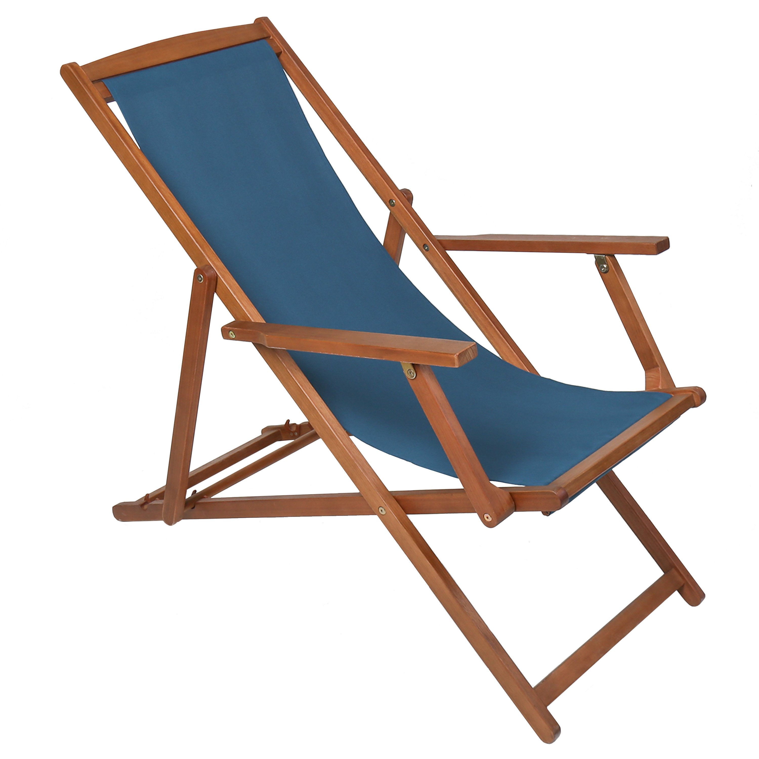 Charles Bentley Folding Wooden Deck Chair Sun Lounger - Teal