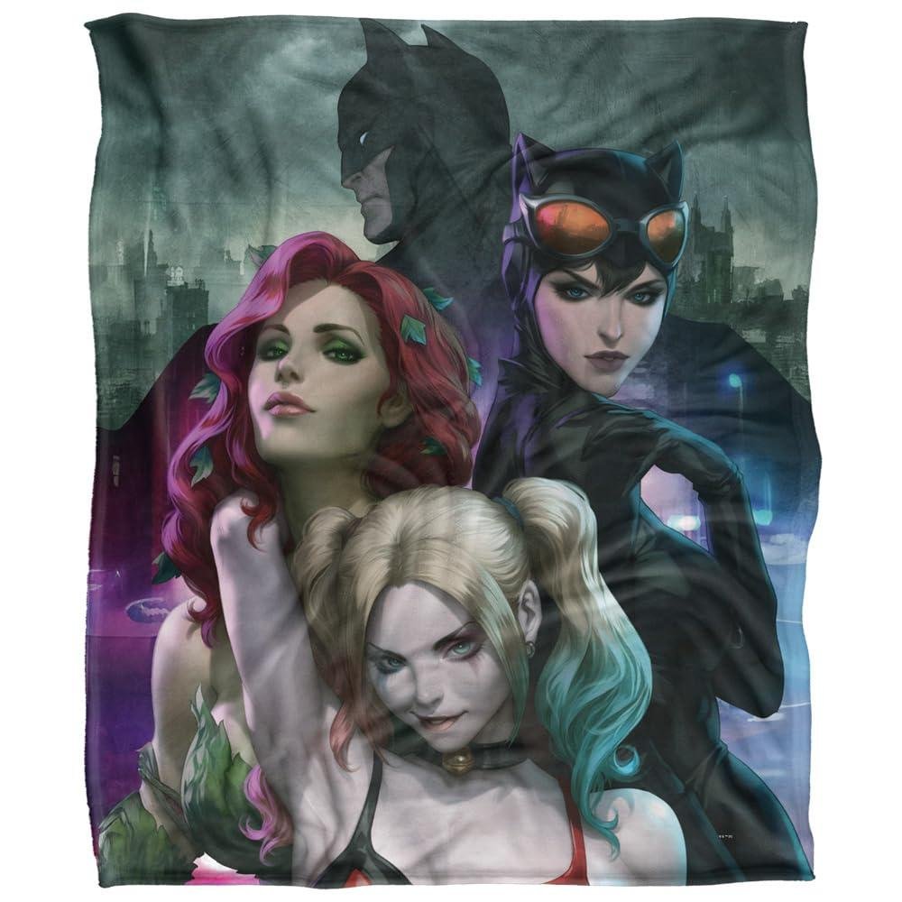Batman Catwoman Poison Ivy Harley Quinn Trio Blanket - 152cm x 127cm