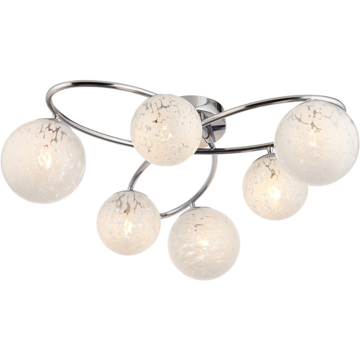 Loops Direct LED Steel and Glass Semi Flush Light - White Confetti
