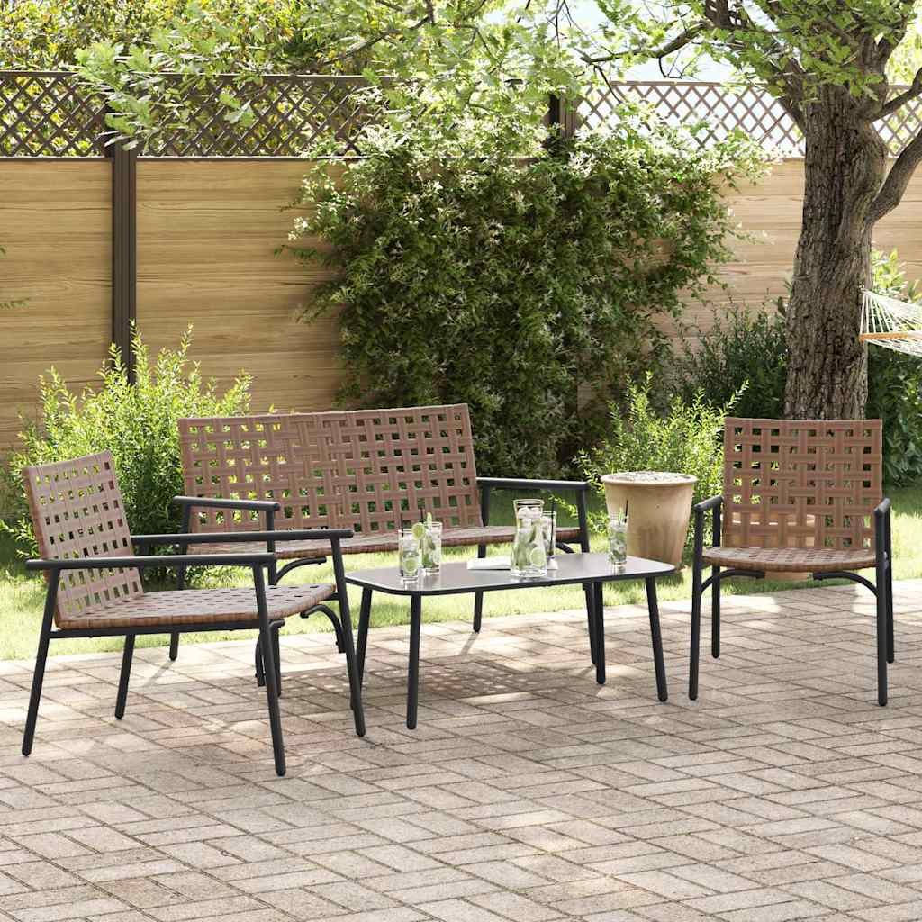 Walplus 4 Piece Garden Dining Set - Brown - 93.5 x 45 x 38.5 cm