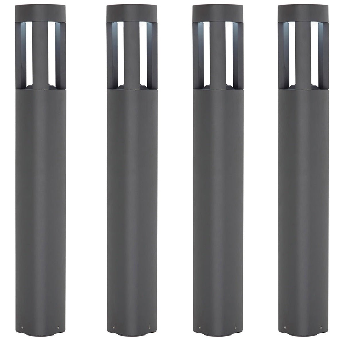Loops Direct Pack of 4 13cm Aluminium LED Outdoor Post Bollard Light - Grey