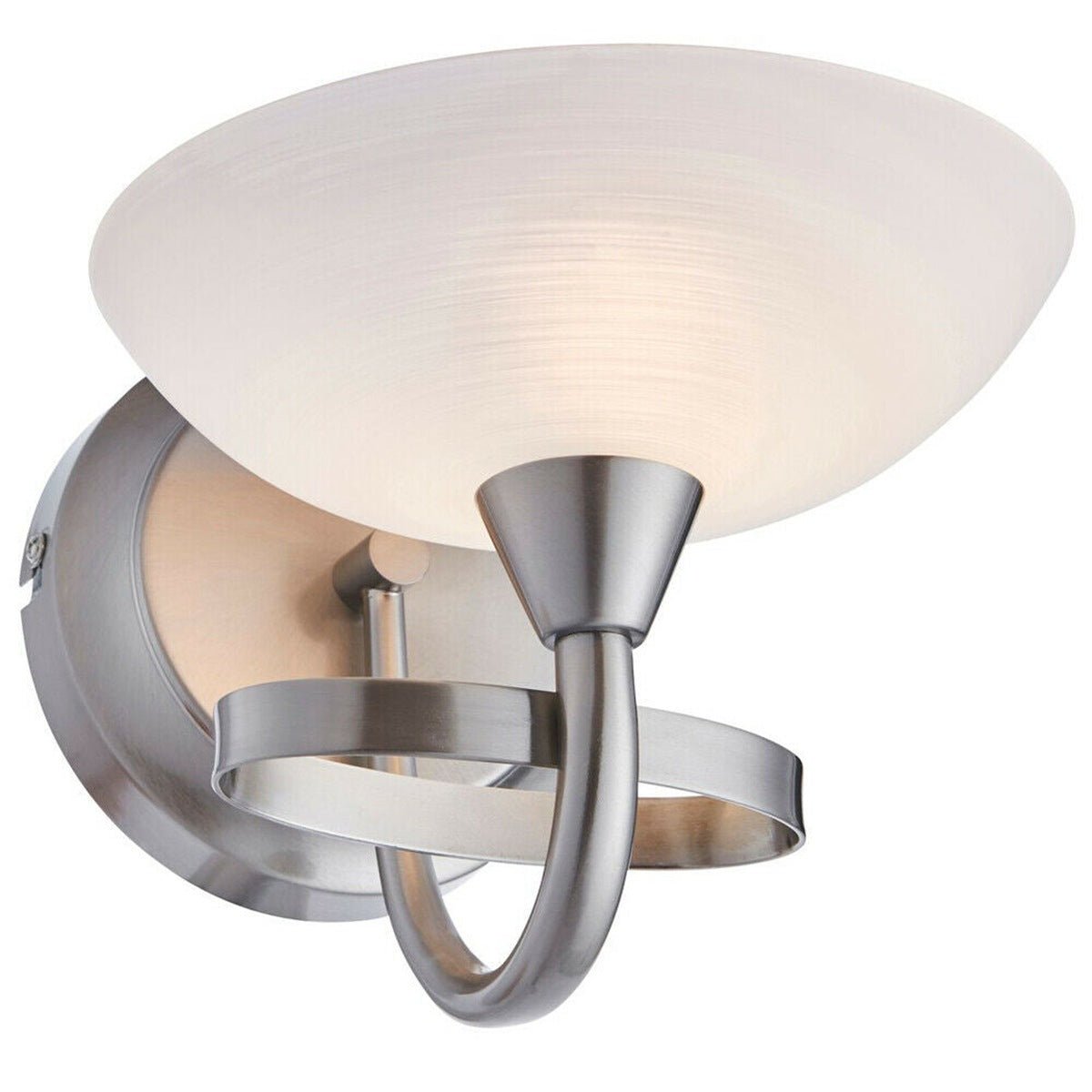 Loops Direct Steel and Glass Wall Light - Satin Chrome and White