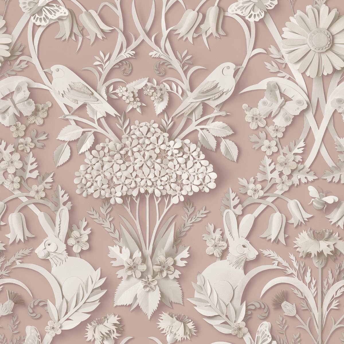 Fine Decor 3D Woodland Wallpaper - Pink