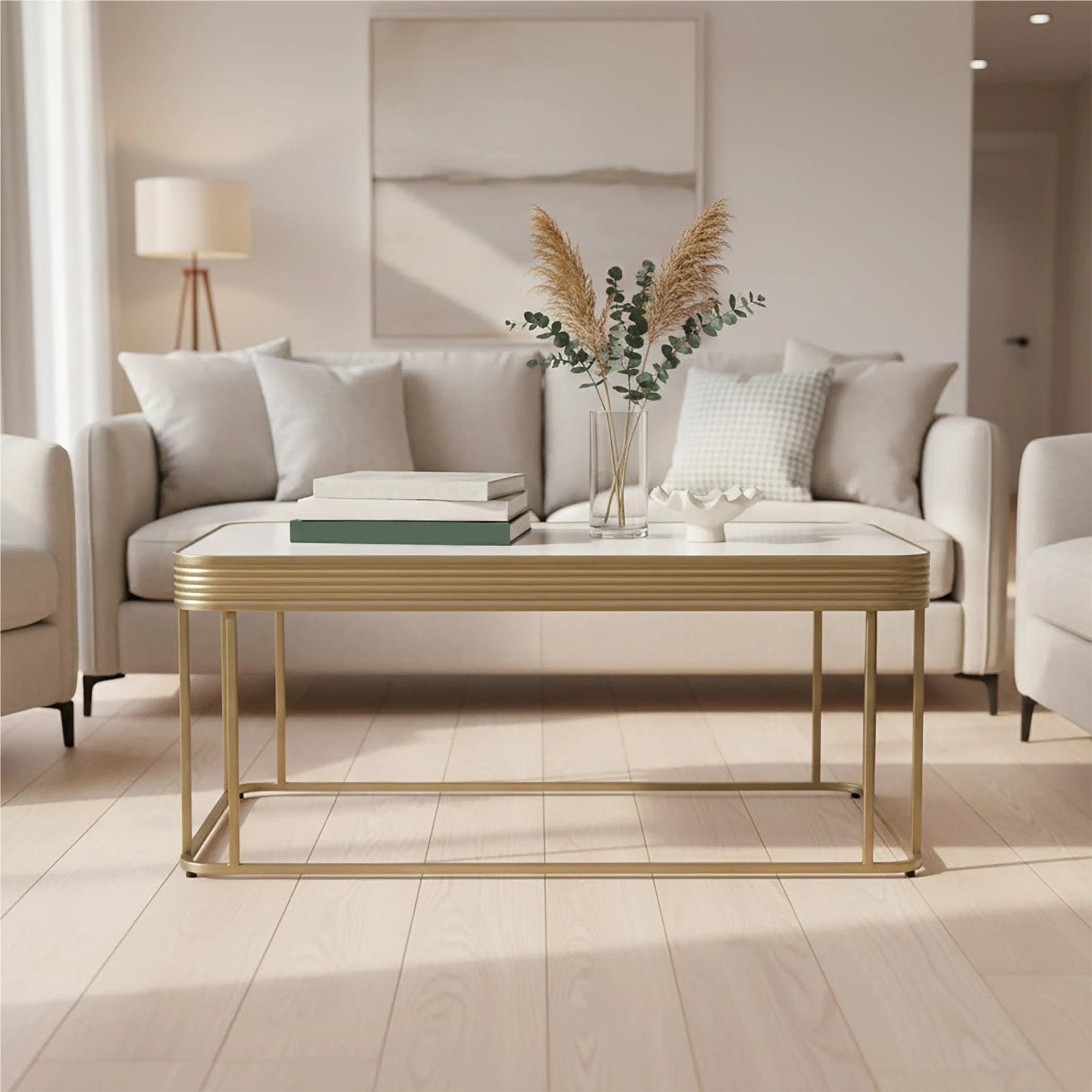 Orsina Ella Mirrored Glass Coffee Table - Green