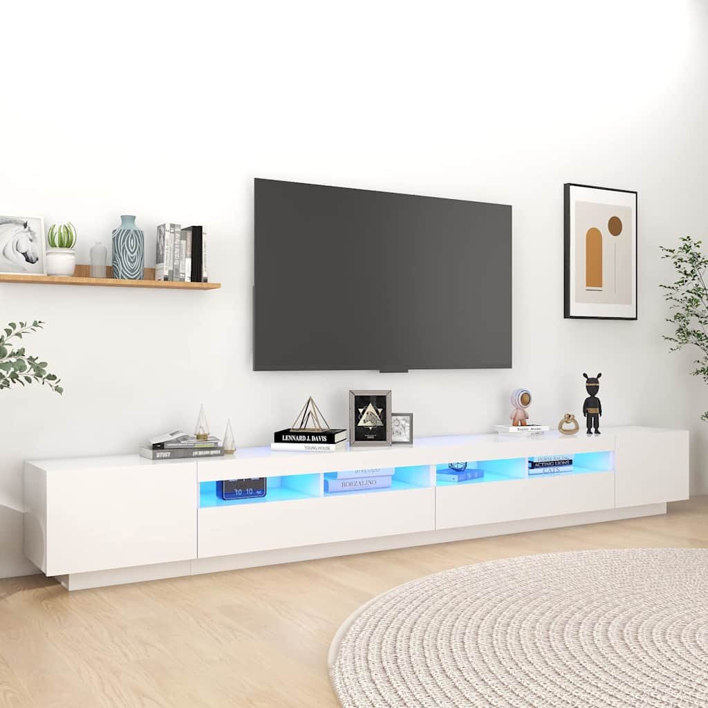 Walplus LED Engineered Wood TV Cabinet - White - 300 x 35 x 40 cm