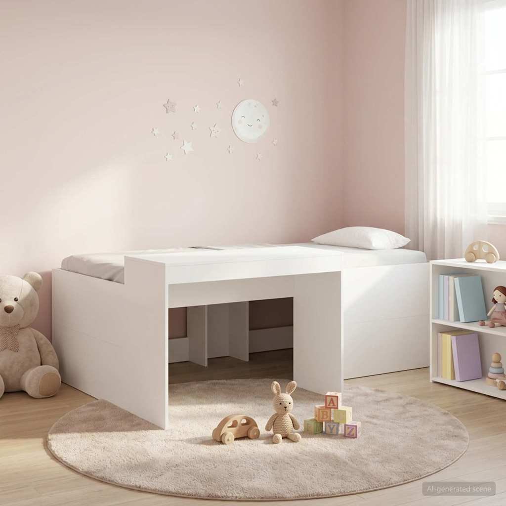 Walplus Engineered Wood Single Kids Loft Bed with Desk - White