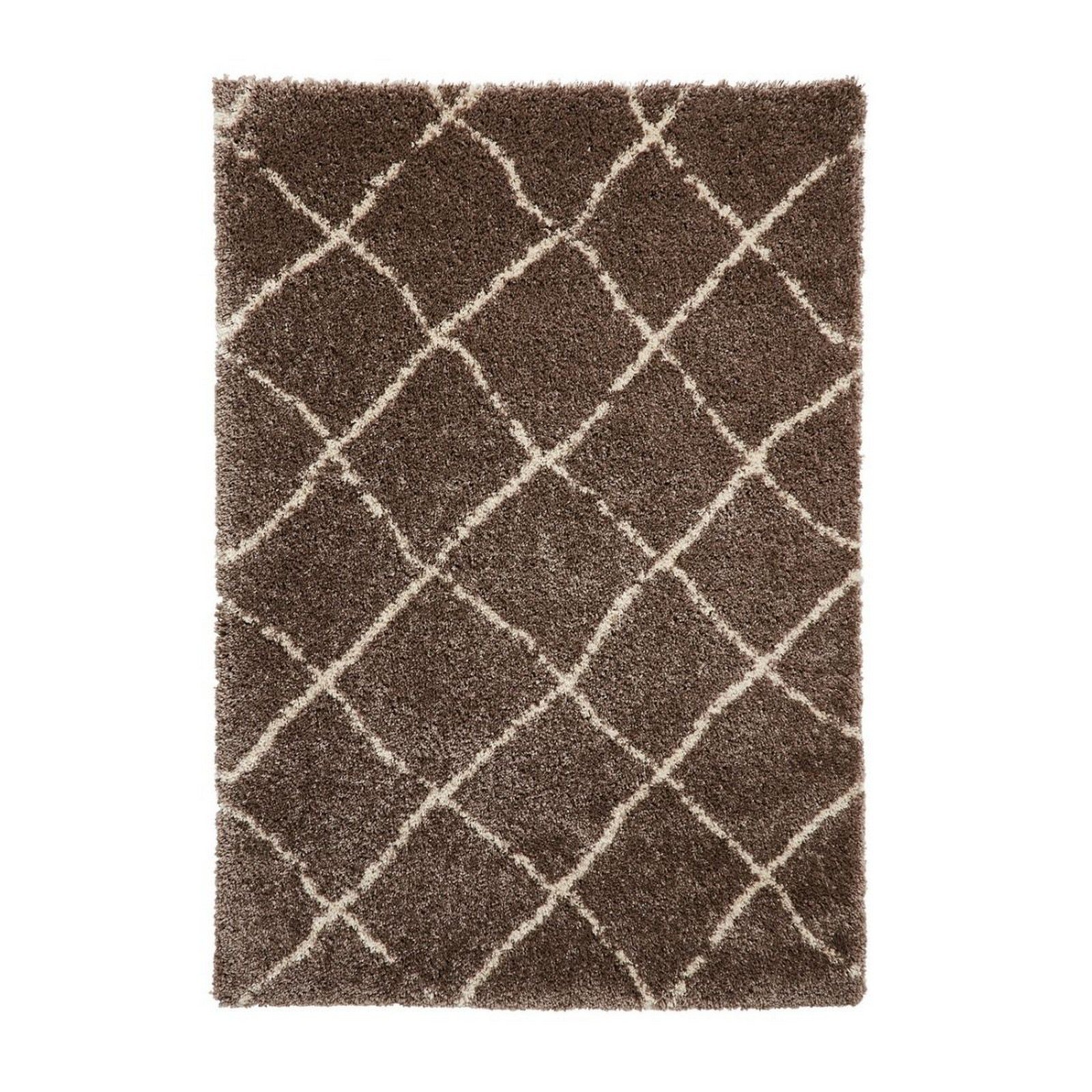 Mega Flooring Beige Shaggy Geometric Rug - 80 x 150cm