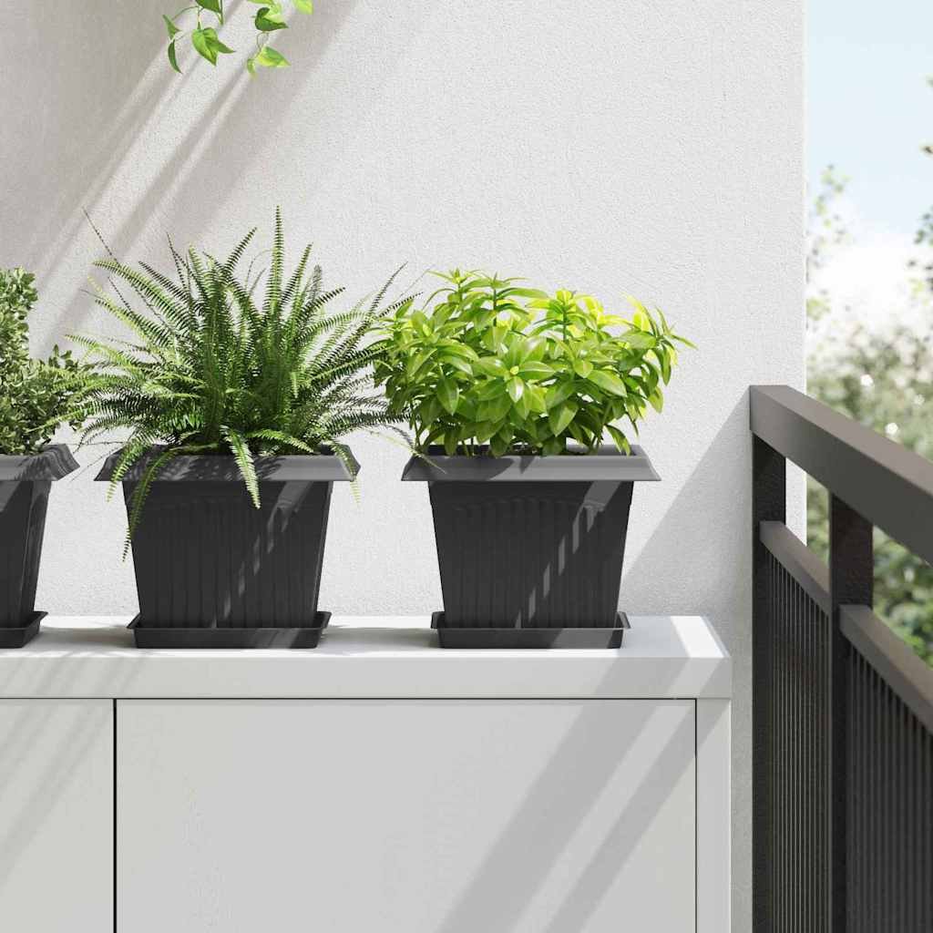 Walplus Pack of 24 Plastic Plant Pot - Black - 23 x 23 x 17.5 cm