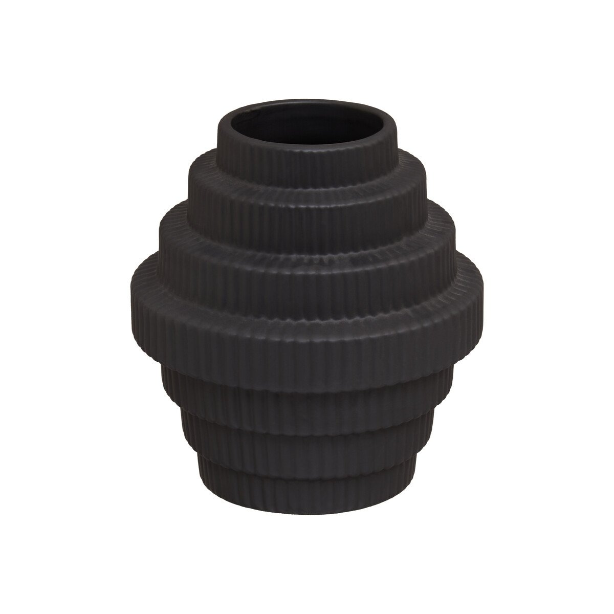 Orsina Fabia Small Step Design Vase - Black
