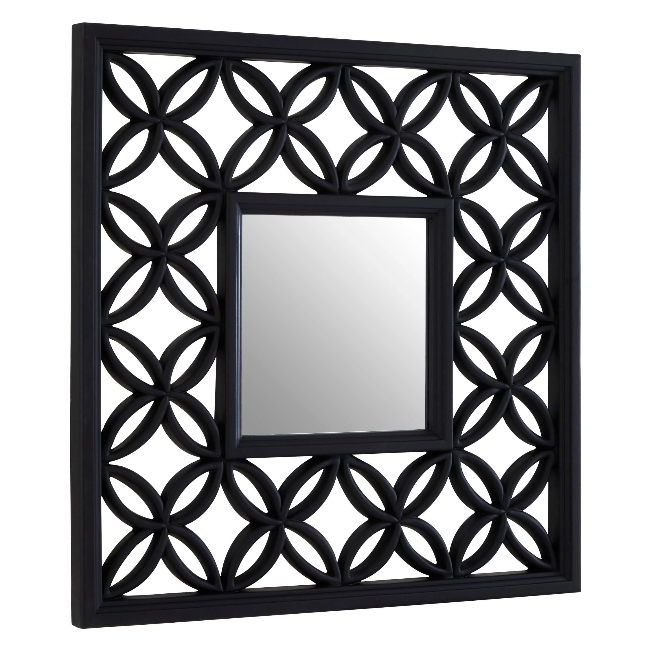 Orsina Indus Square Lattice Frame Wall Mirror – Black