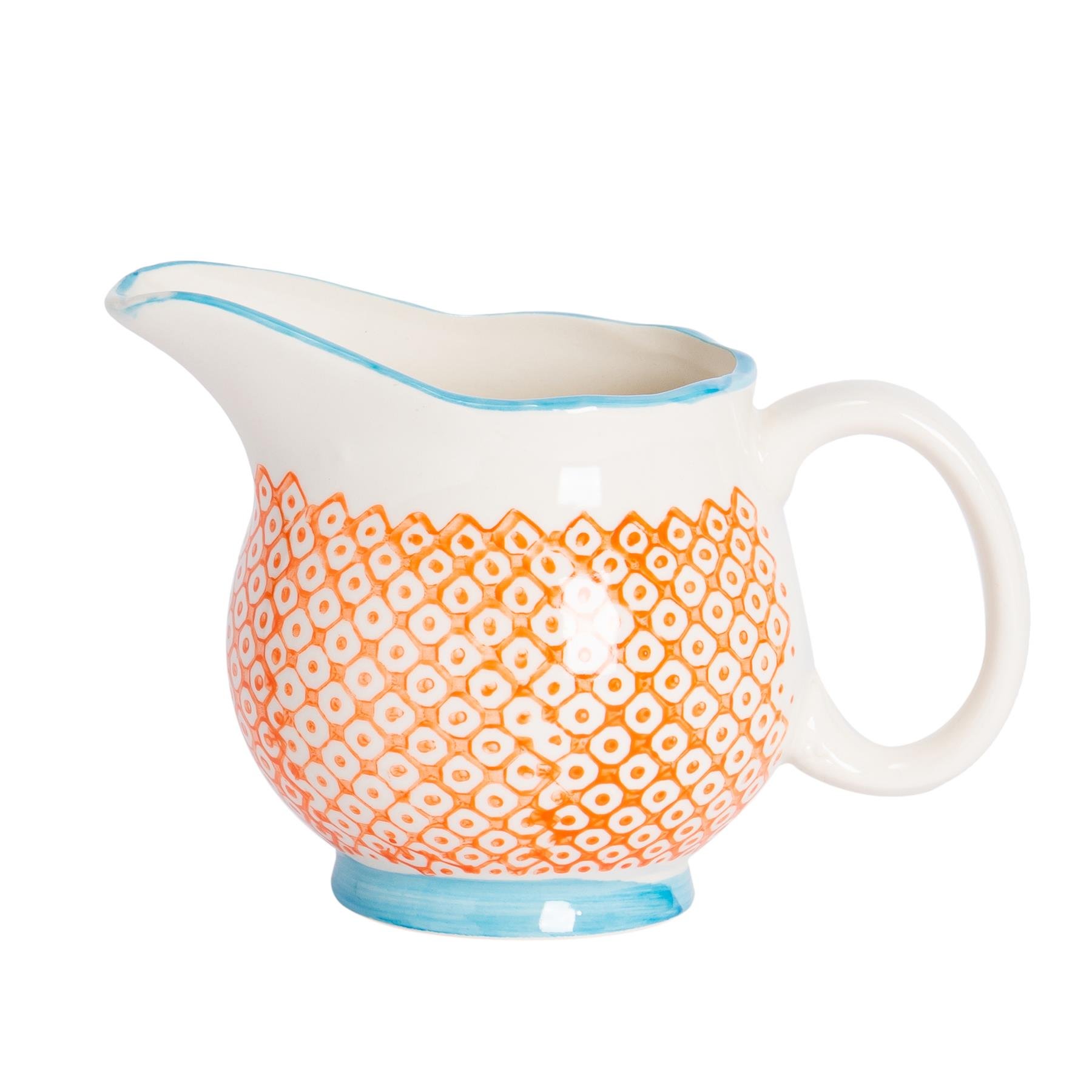 Nicola Spring Hand-Printed Milk Jug - Orange